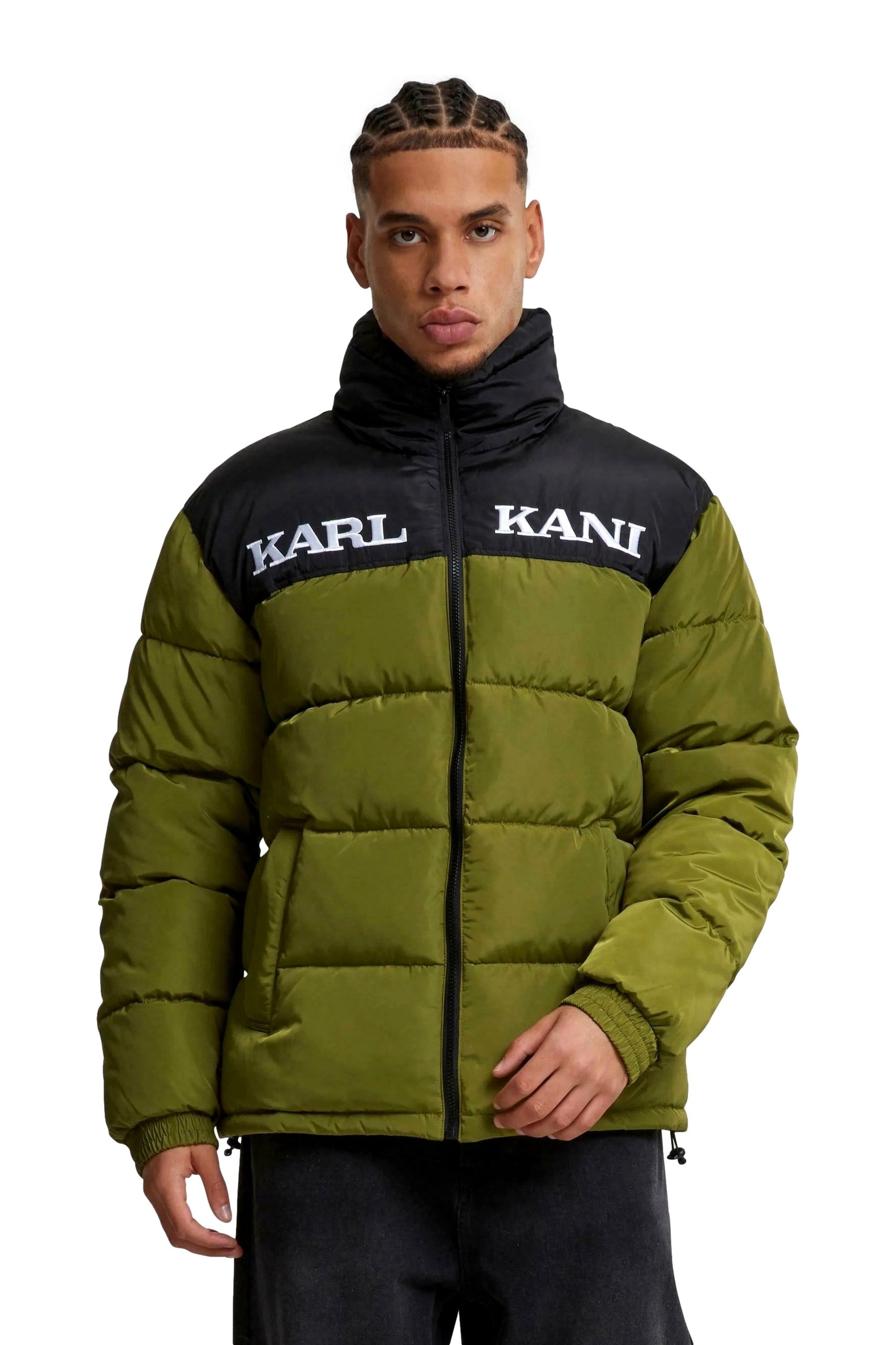 ABRIGO KARL KANI VERDE COMBINADO RETRO ESSENTIAL PUFFER JACKET