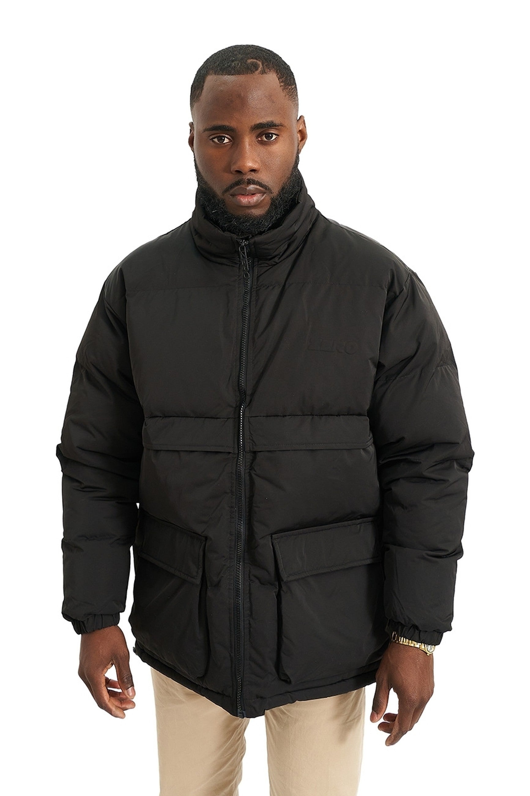 ABRIGO AREA ZERO NEGRO 3D EMBOSSED PUFFY JACKET