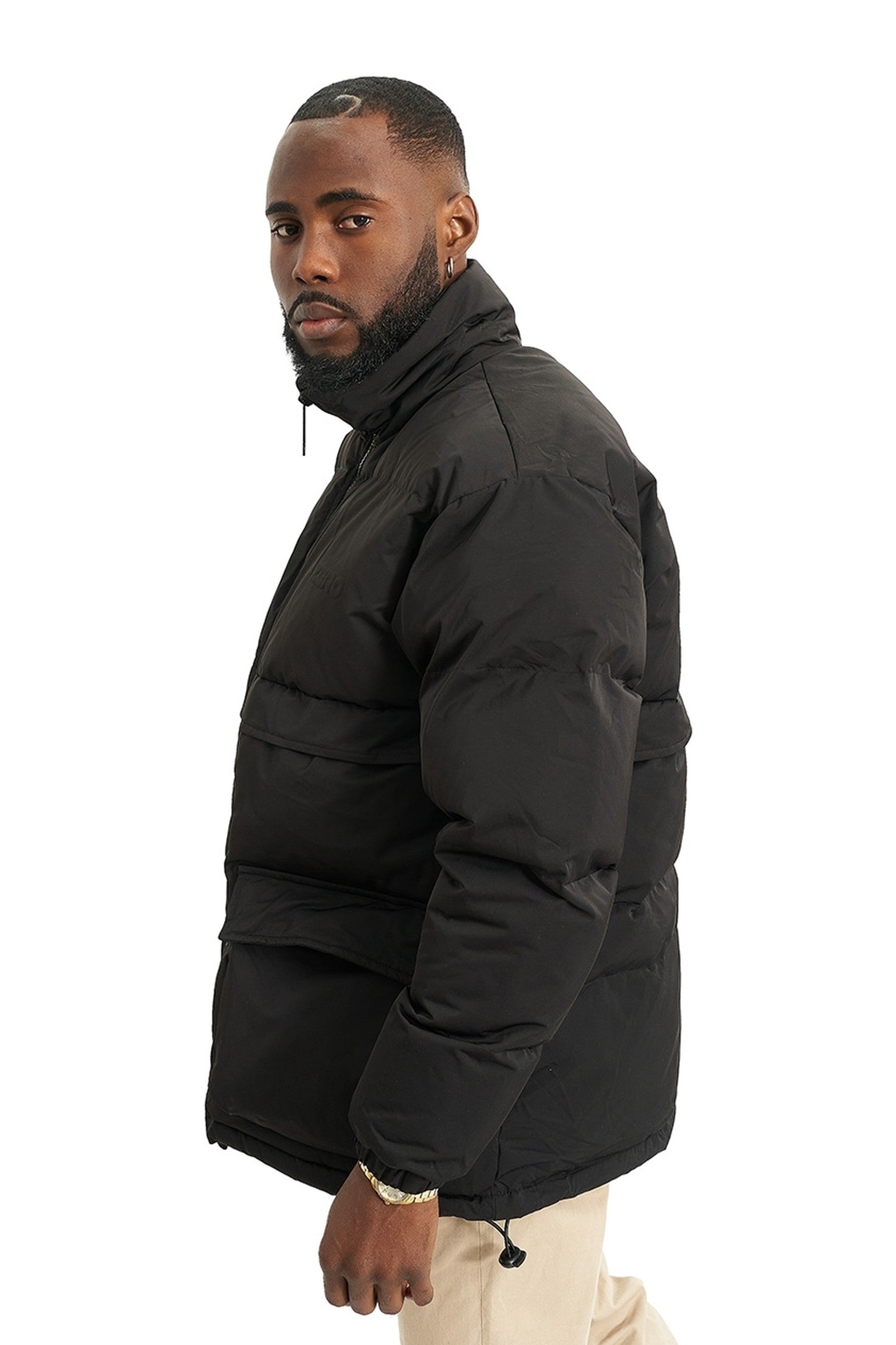 ABRIGO AREA ZERO NEGRO 3D EMBOSSED PUFFY JACKET