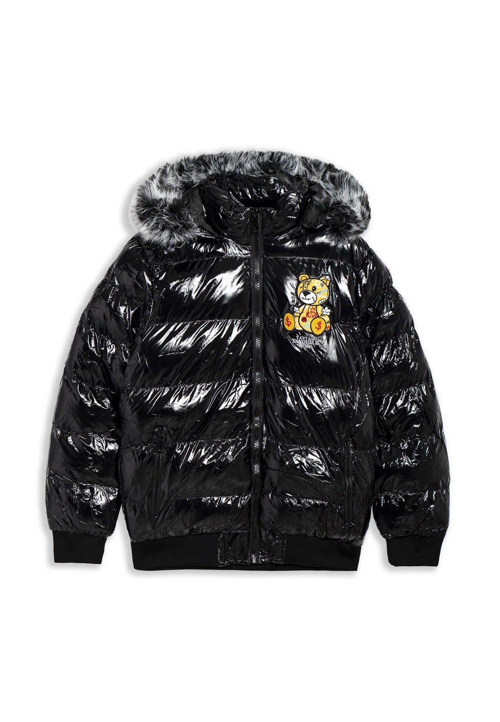 CAZADORA AREA ZERO NEGRA/AMARILLA GRAFITTED BEAR SATIN PUFFY JACKT