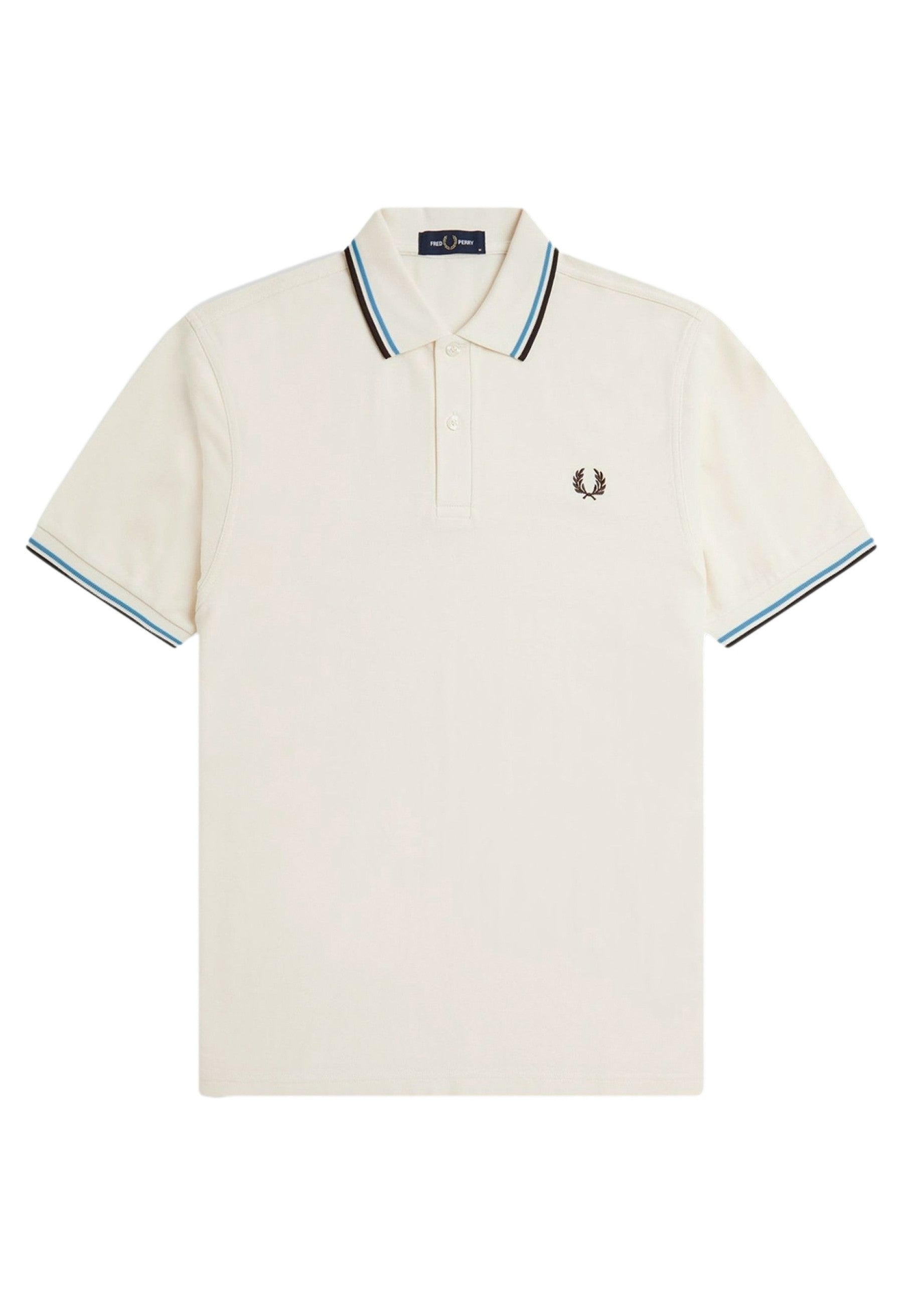 POLO FRED PERRY BEIGE/AZUL-NEGRO TWIN TIPPED SHIRT