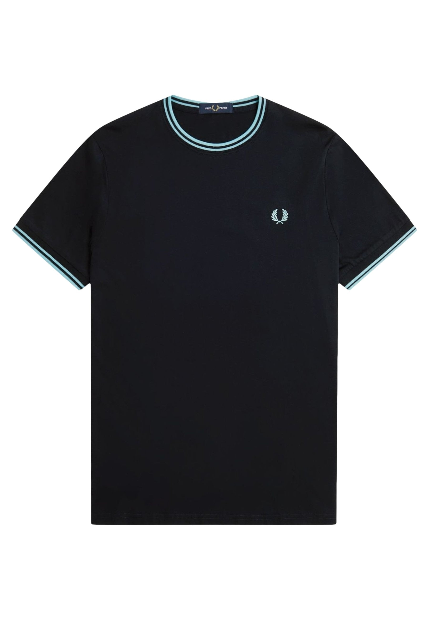 CAMISETA FRED PERRY NEGRA/AZUL RIBETED NECK TEE