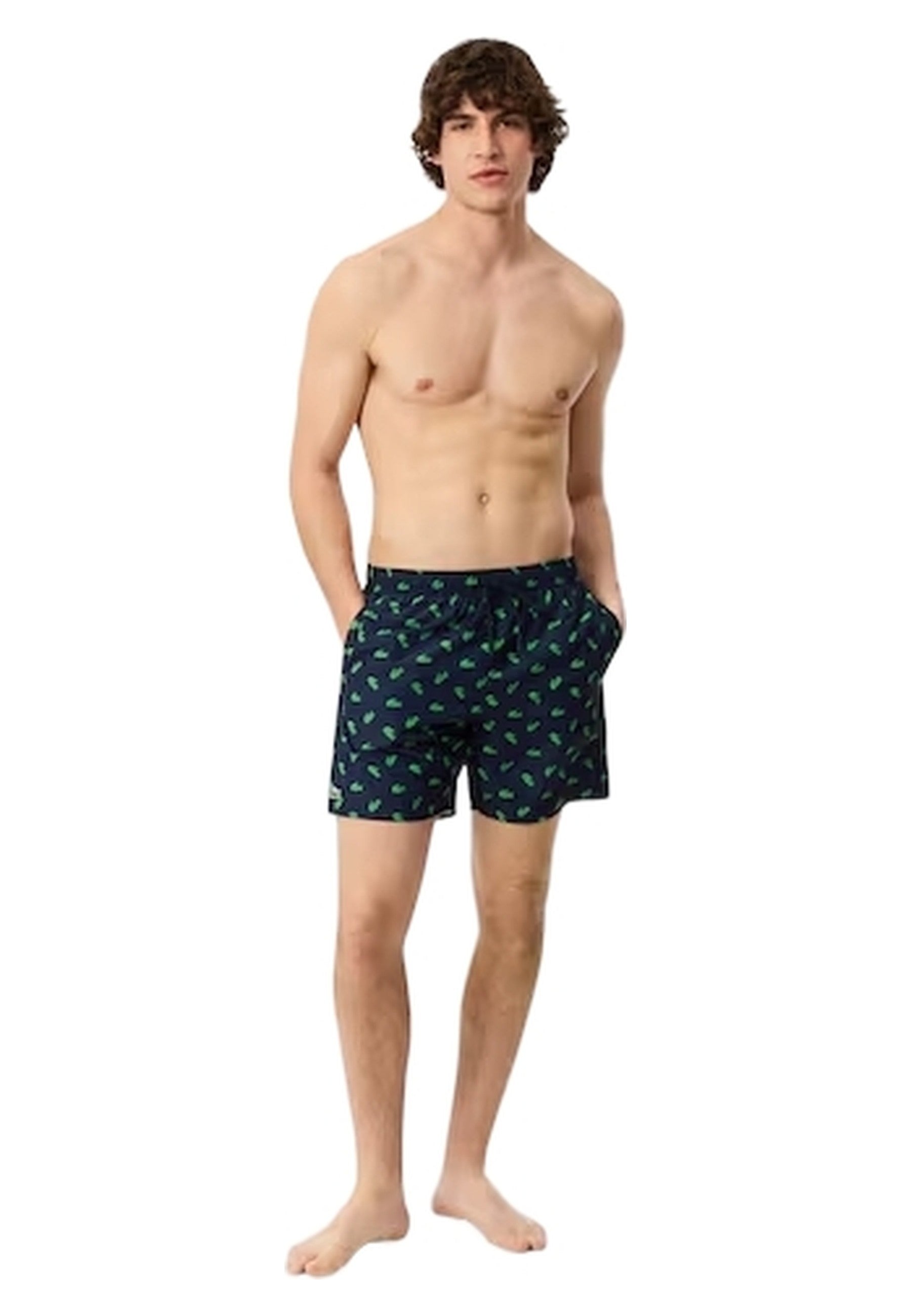 BAÑADOR LACOSTE MARINO FULL CROCOS SWIMSHORT