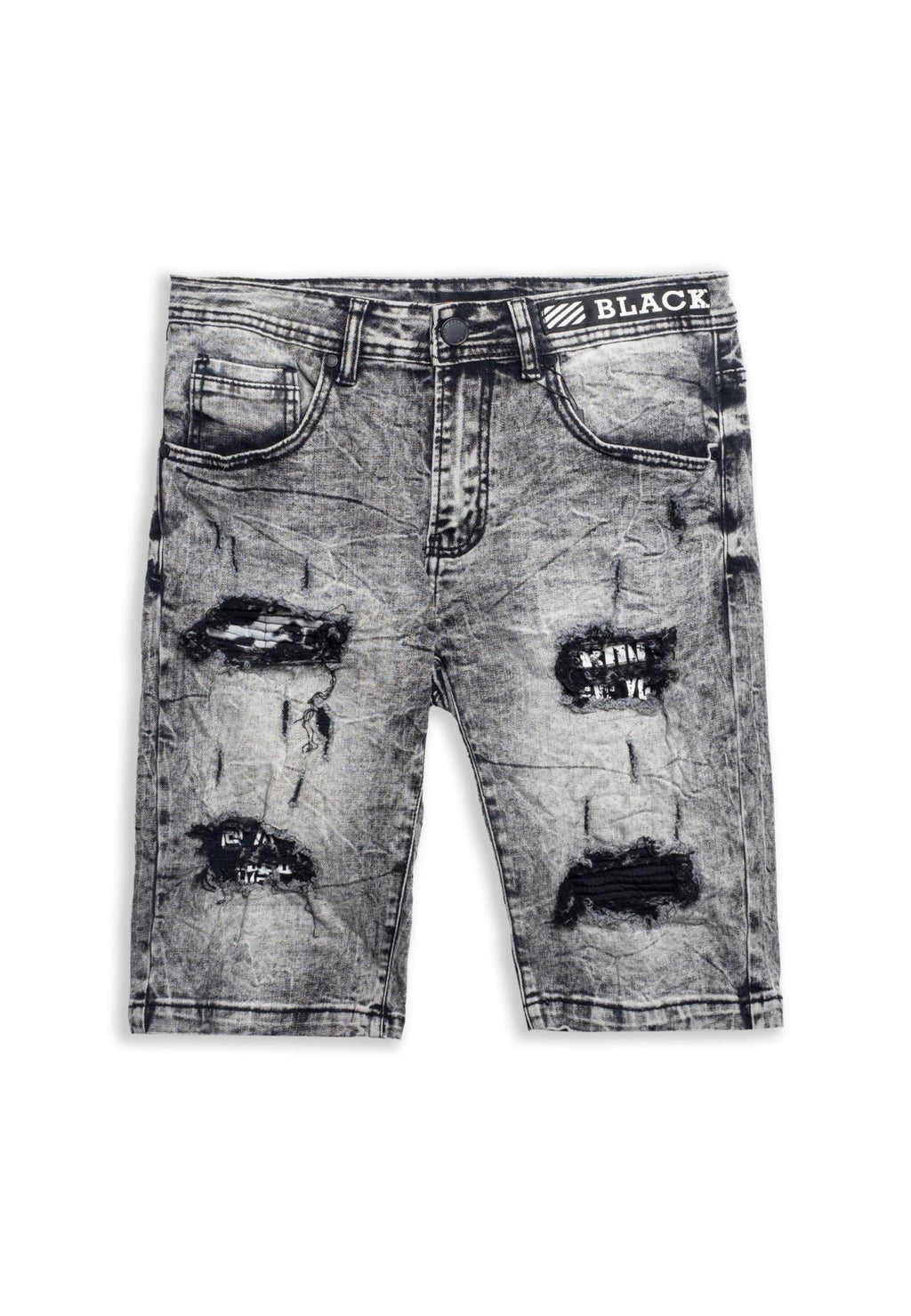 BARMUDA NEGRA GASTADA BLACK WAISTBAND SHORT - AREA ZERO