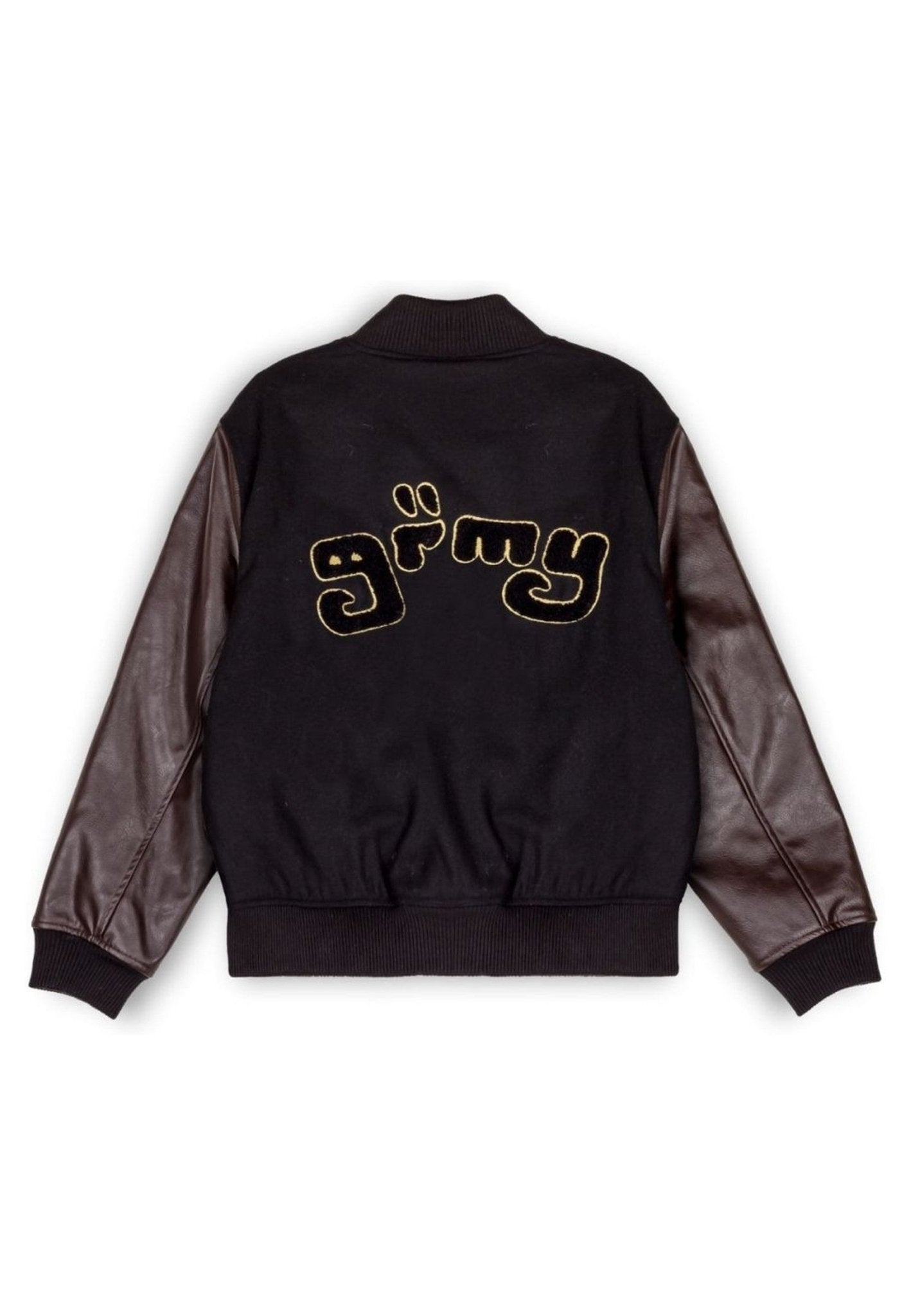 BEISBOLERA GRIMEY NEGRA LUST MANTRA WOOL BASEBALL JACKET - AREA ZERO
