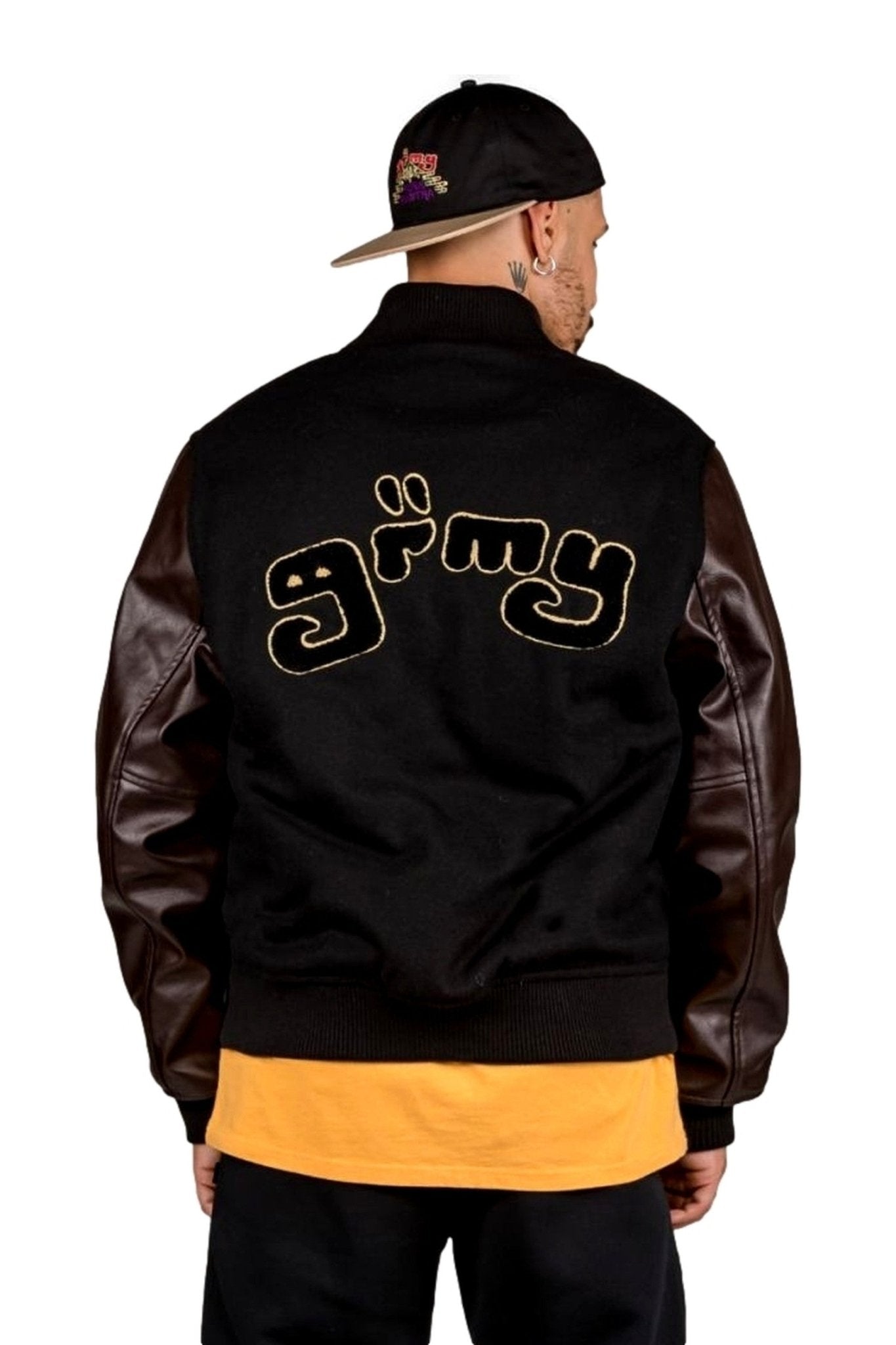 BEISBOLERA GRIMEY NEGRA LUST MANTRA WOOL BASEBALL JACKET - AREA ZERO