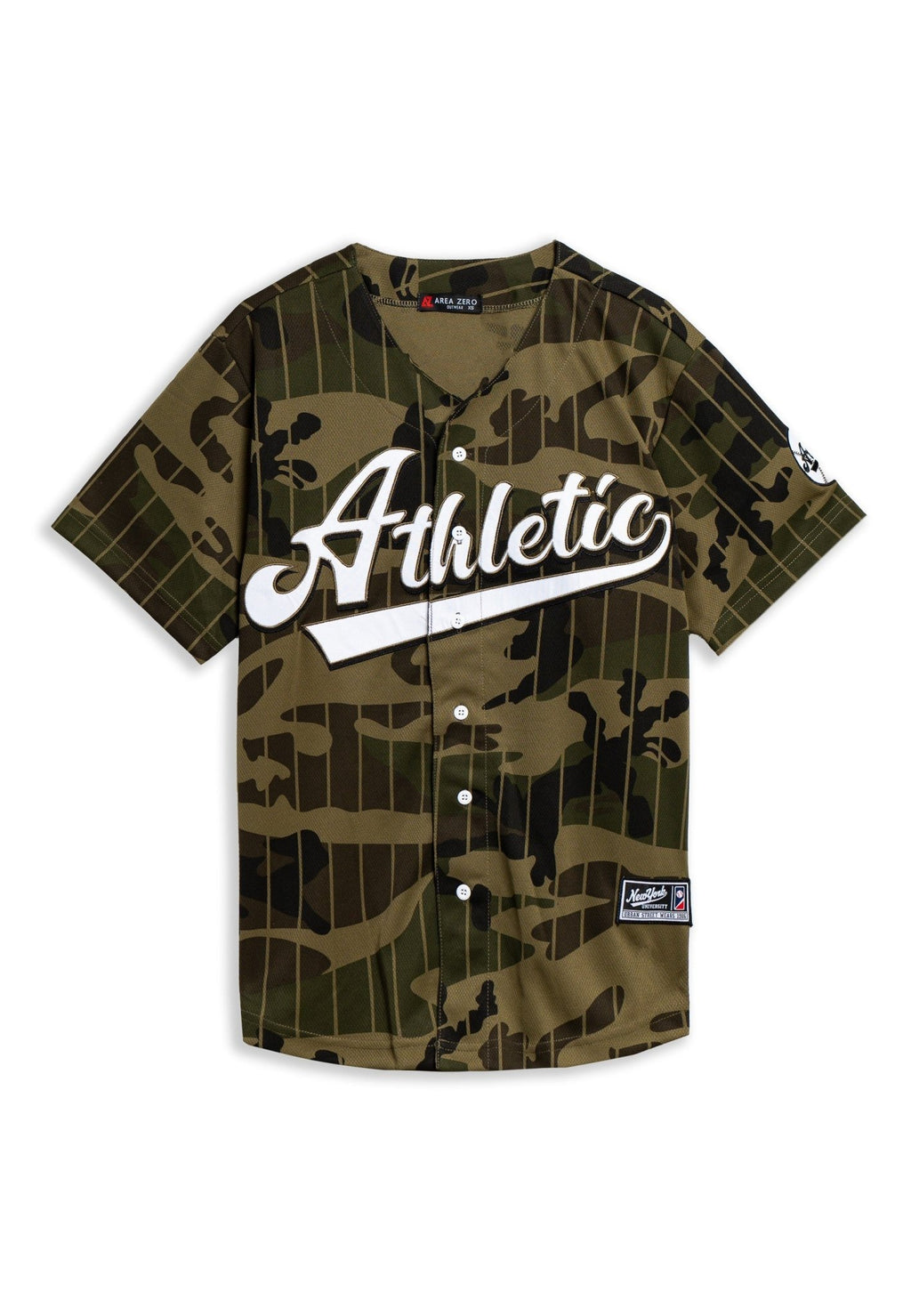 BEISBOLERA VERDE RAYAS CAMUFLAJE ATHLETIC PINSTRIPE BASEBALL JERSEY - AREA ZERO