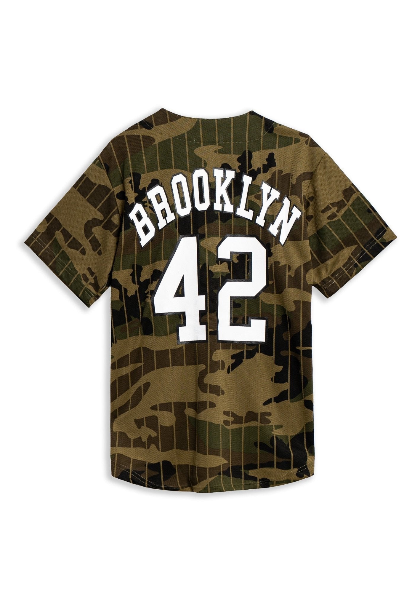 BEISBOLERA VERDE RAYAS CAMUFLAJE PINSTRIPE BROOKLIN BASEBALL JERSEY - AREA ZERO