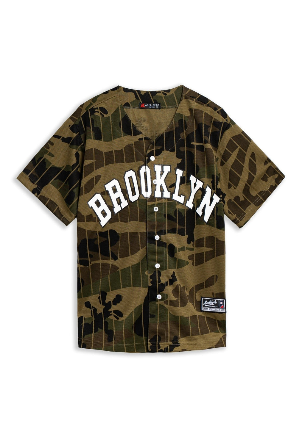 BEISBOLERA VERDE RAYAS CAMUFLAJE PINSTRIPE BROOKLIN BASEBALL JERSEY - AREA ZERO