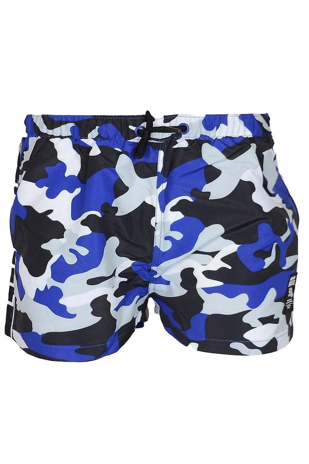BERMUDA ELLESSE AZUL CAMUFLAJE FRANJA LATERAL LOGO BORDADO PIERNA - AREA ZERO