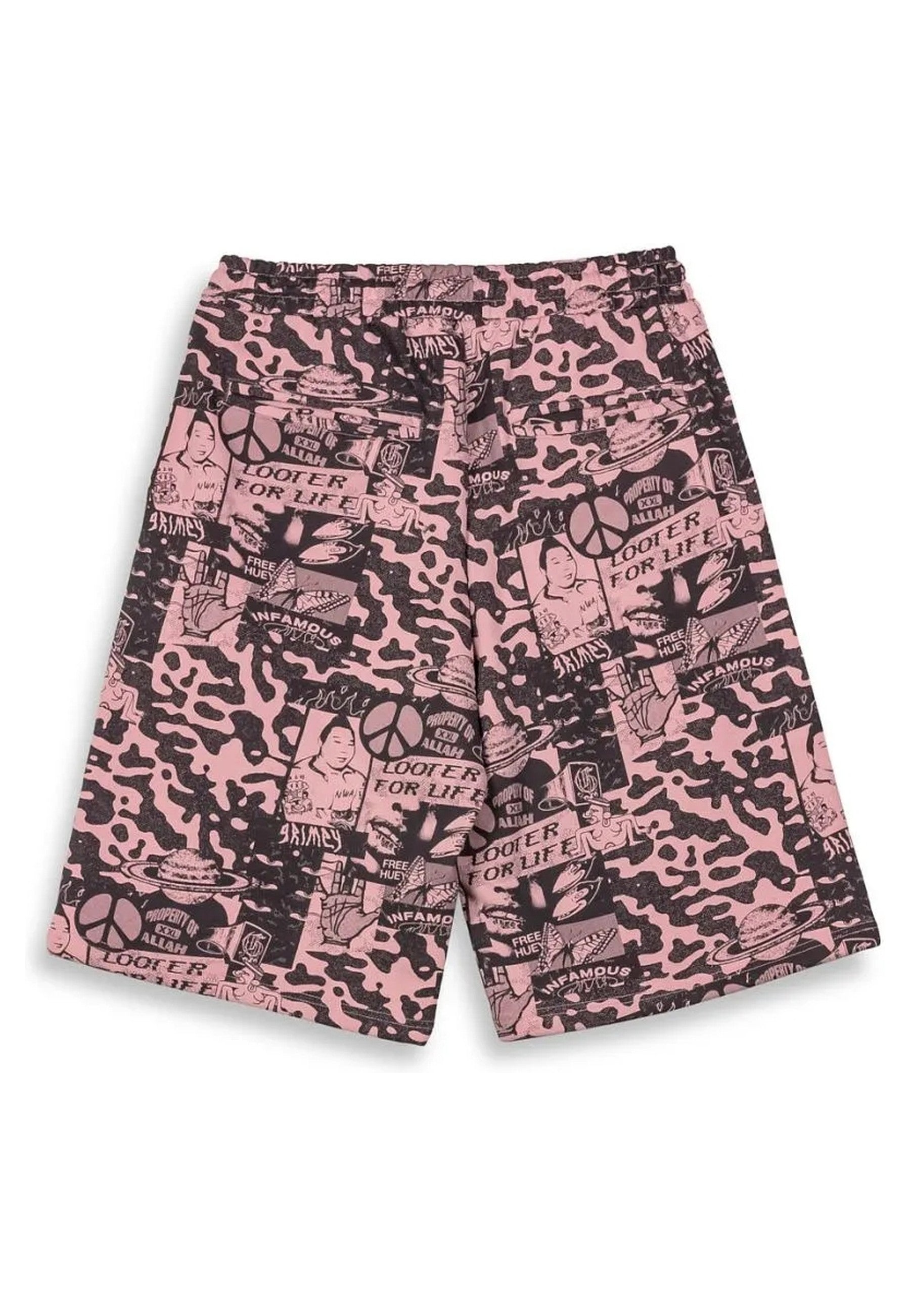 BERMUDA GRIMEY ROSA PEACE WHITHIN ALL OVER PRINT BAGGY SWEATSHORTS