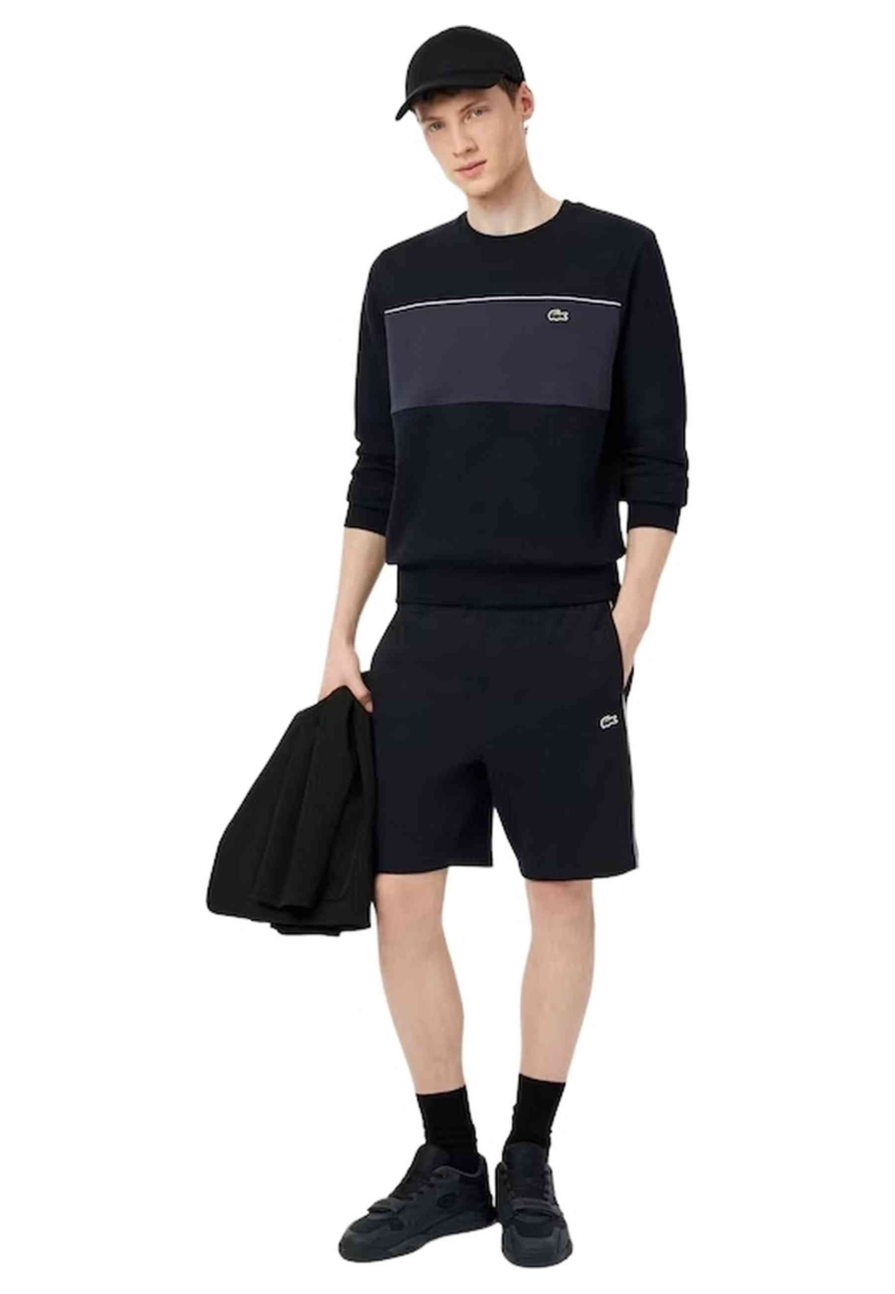 BERMUDA LACOSTE NEGRA REGULAR COLOURBLOCK FLEECE SHORT