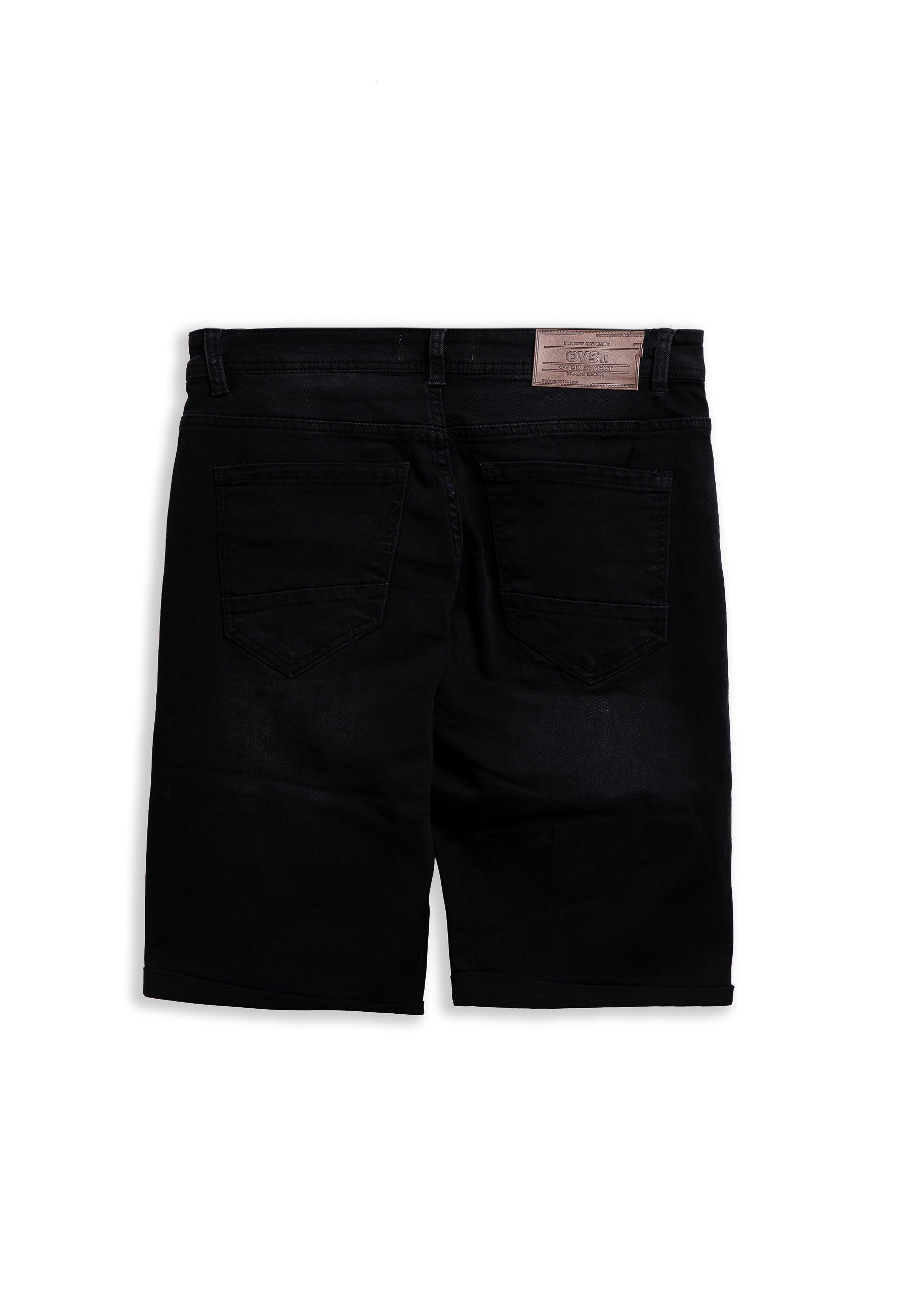 BERMUDA NEGRA GASTADA WASHED DENIM SHORT