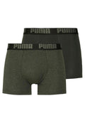 BIPACK BOXERS PUMA GEEN MELANGE COTTON TRUNK