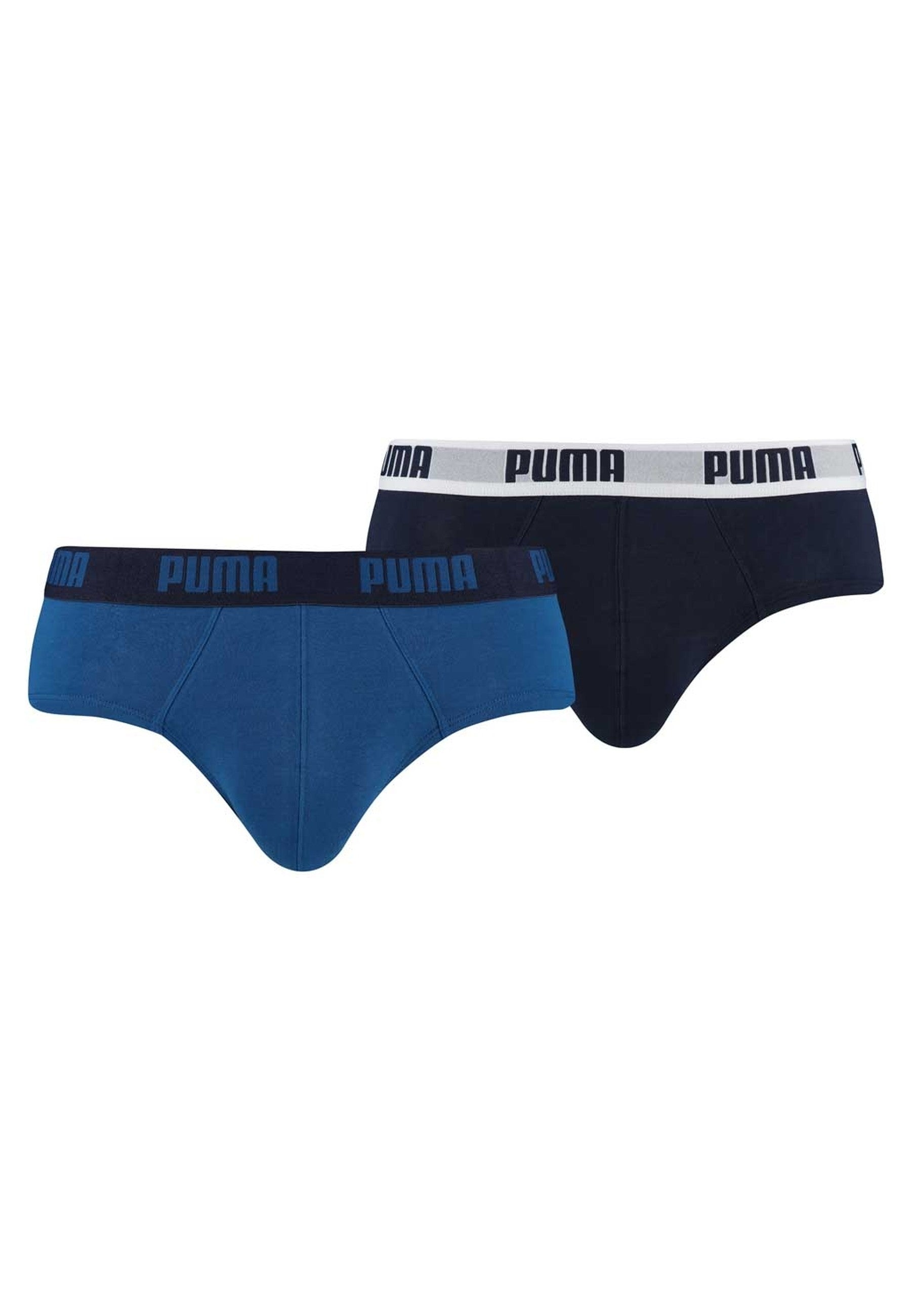 BIPACK SLIPS PUMA AZUL/MARINO LETRAS GOMA BLANCA/AZUL CINTURA