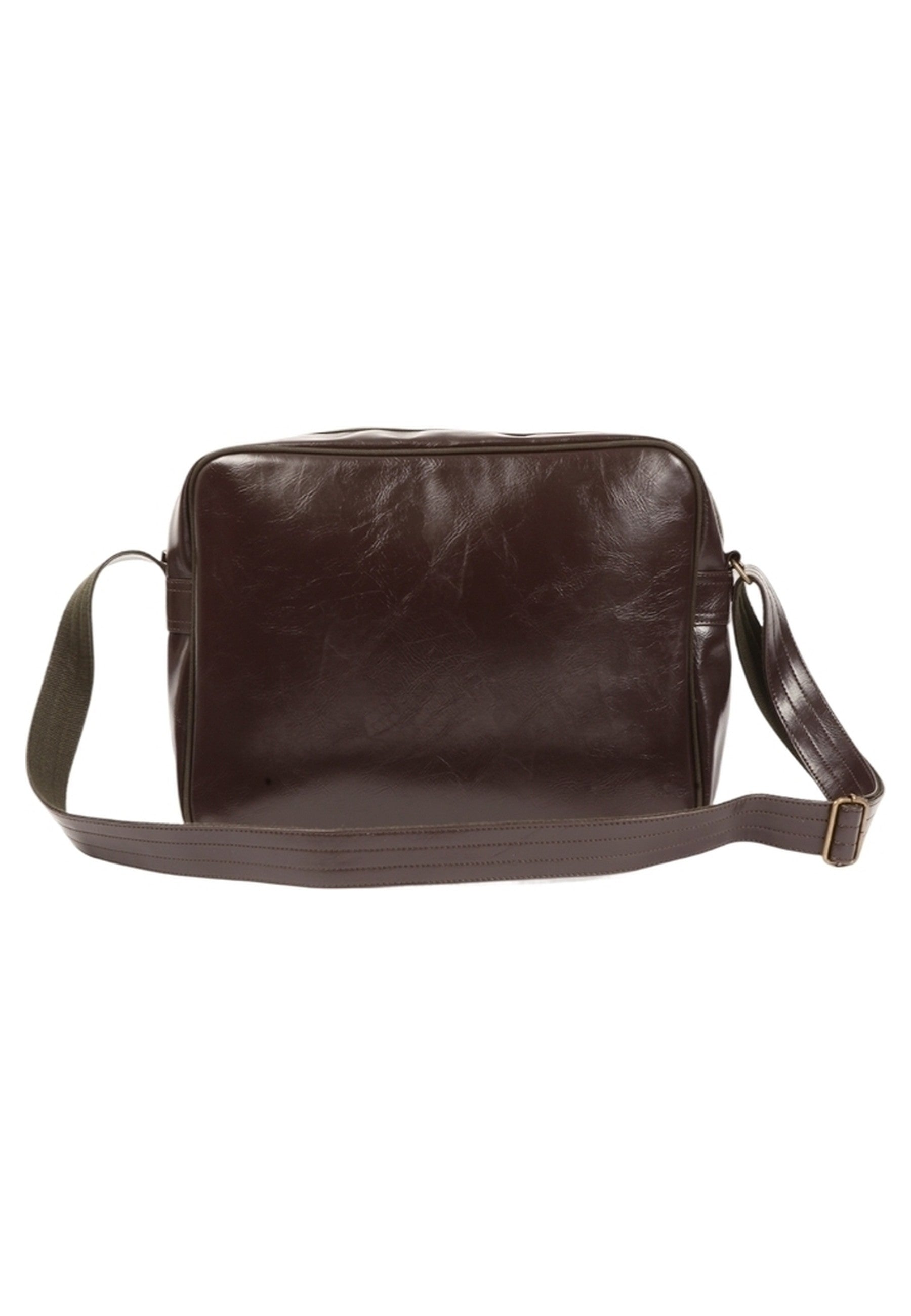 BOLSO FRED PERRY MARRON FRANJAS ASA LARGA LOGO BORDADO