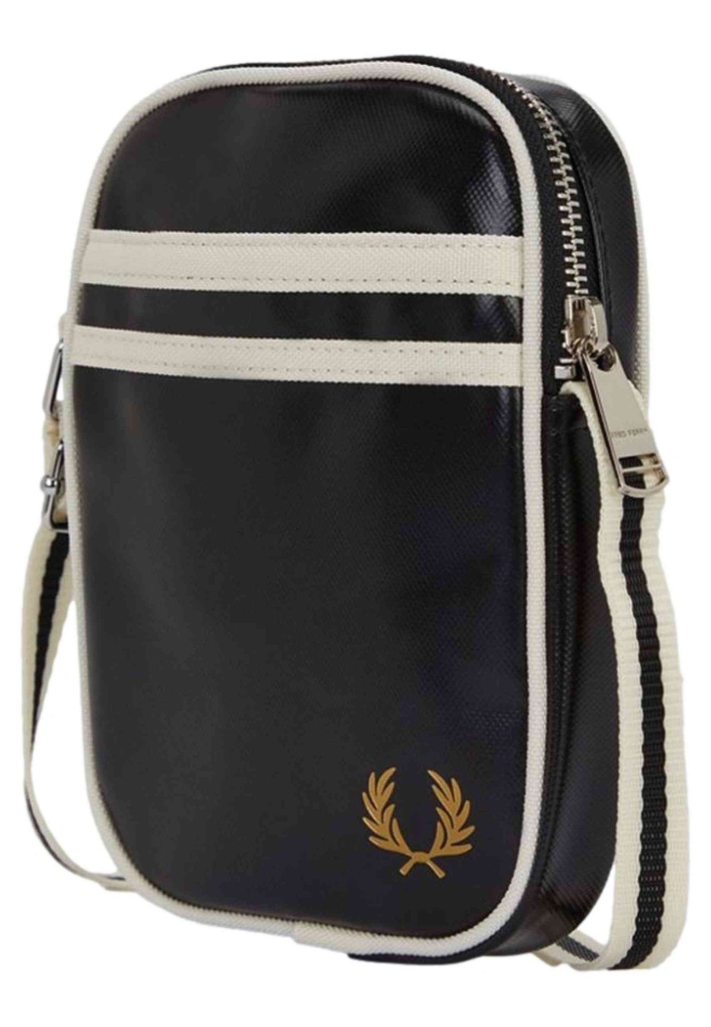 BOLSO FRED PERRY NEGRO RAYAS CLASSIC SMALL SIDE BAG - AREA ZERO