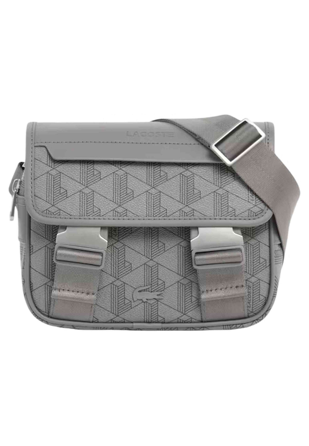 BOLSO LACOSTE GRIS MONOGRAM THE BLEND FLAP MESSENGER BAG