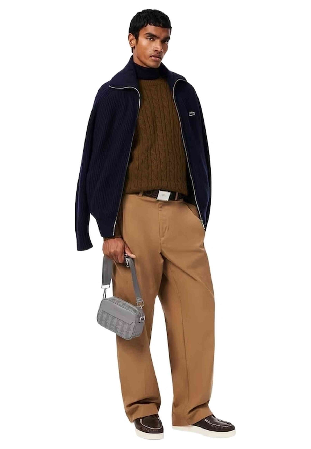 BOLSO LACOSTE GRIS MONOGRAM THE BLEND MESSENGER BAG