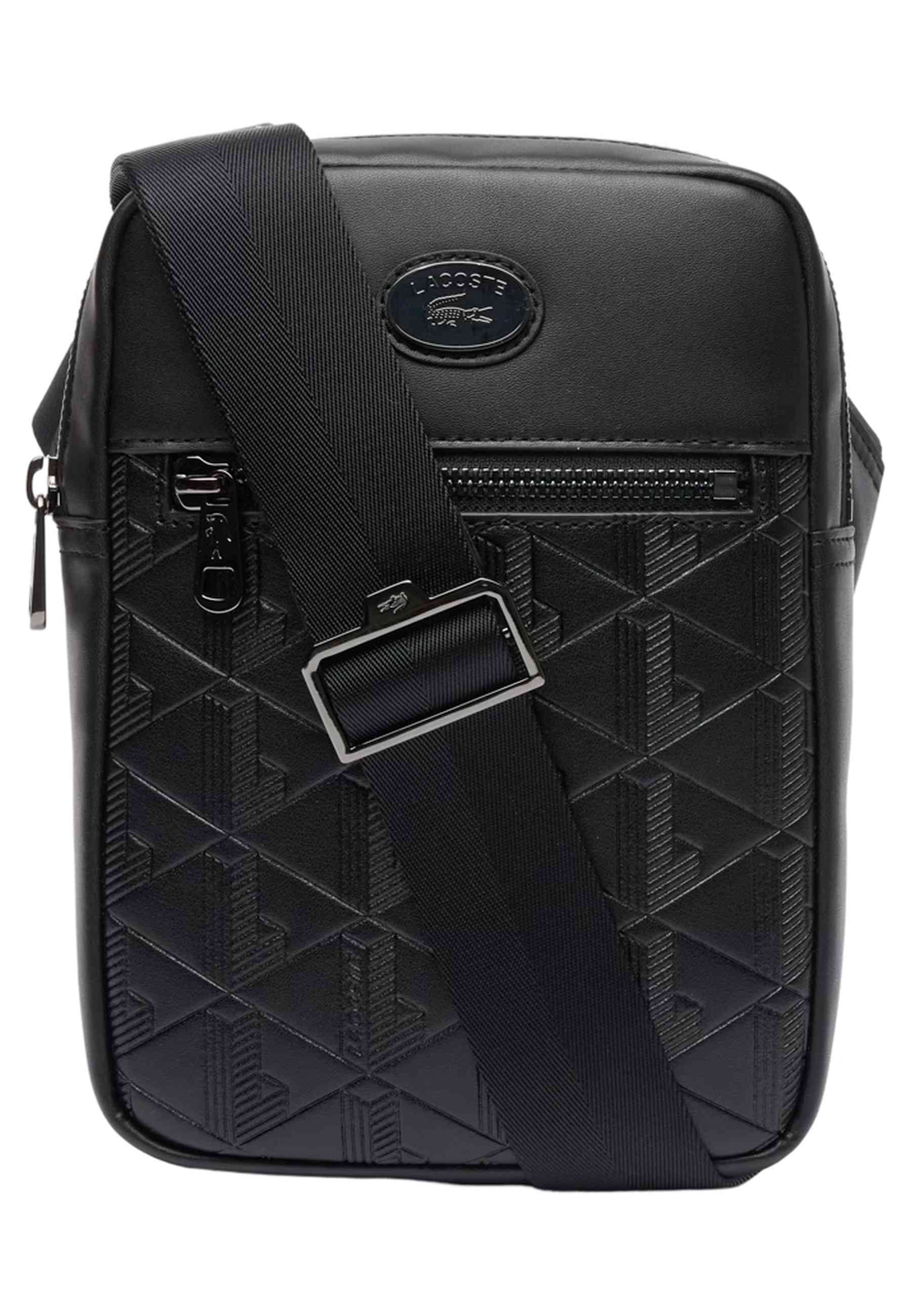 BOLSO LACOSTE NEGRO MONOGRAM MESSENGER BAG