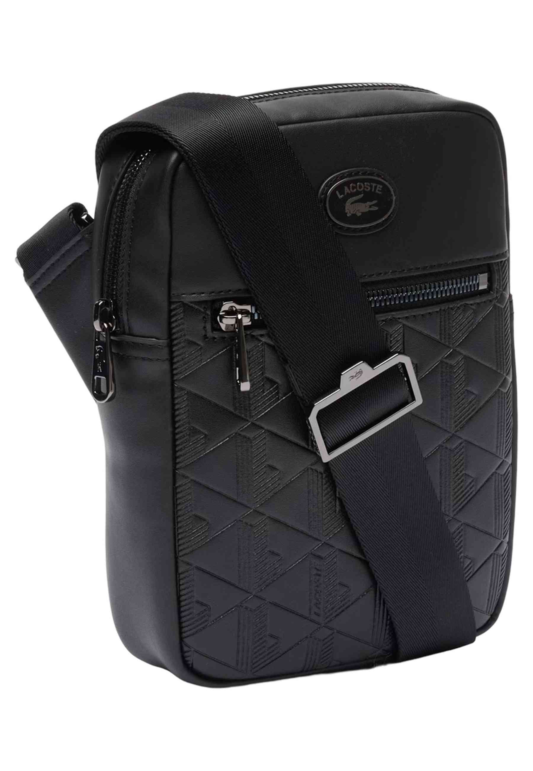 BOLSO LACOSTE NEGRO MONOGRAM MESSENGER BAG