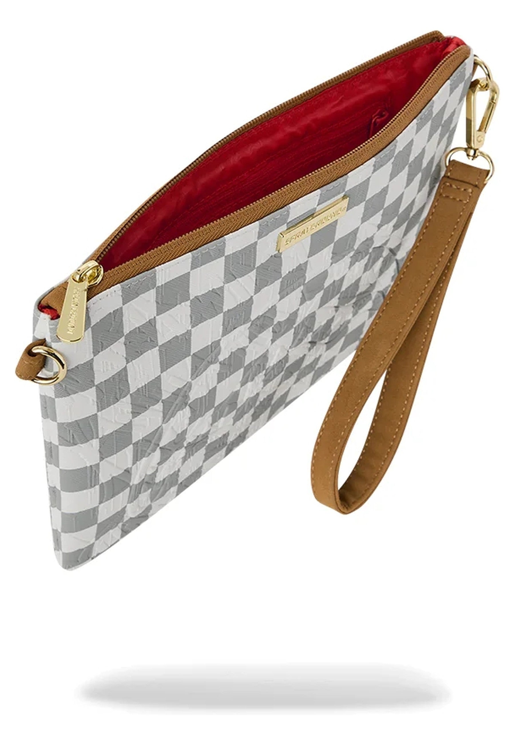 BOLSO SPRAYGROUND BLANCO GRAFF EMBOSSED CREAM CHECK CROSSOVER CLUTCH