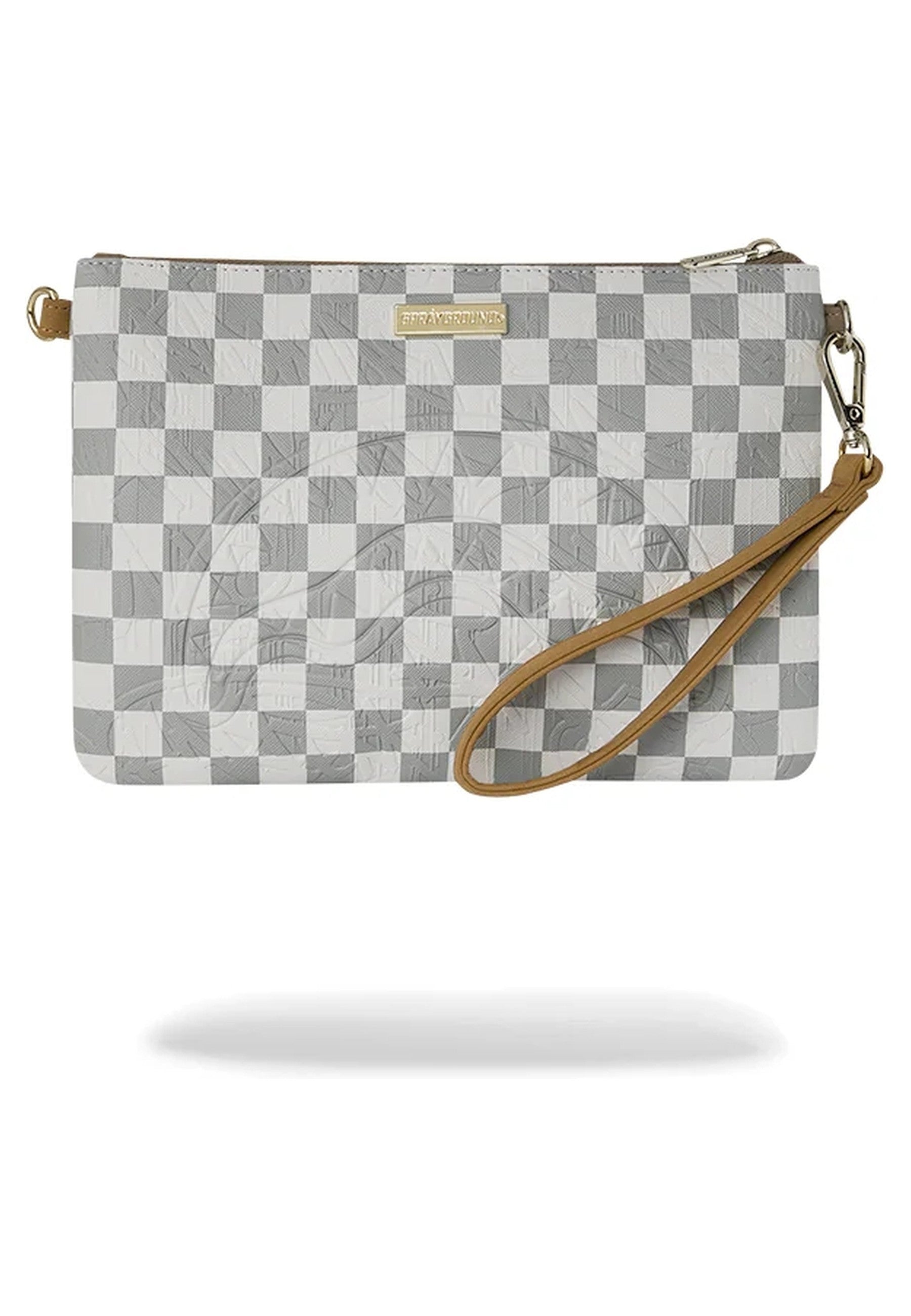 BOLSO SPRAYGROUND BLANCO GRAFF EMBOSSED CREAM CHECK CROSSOVER CLUTCH