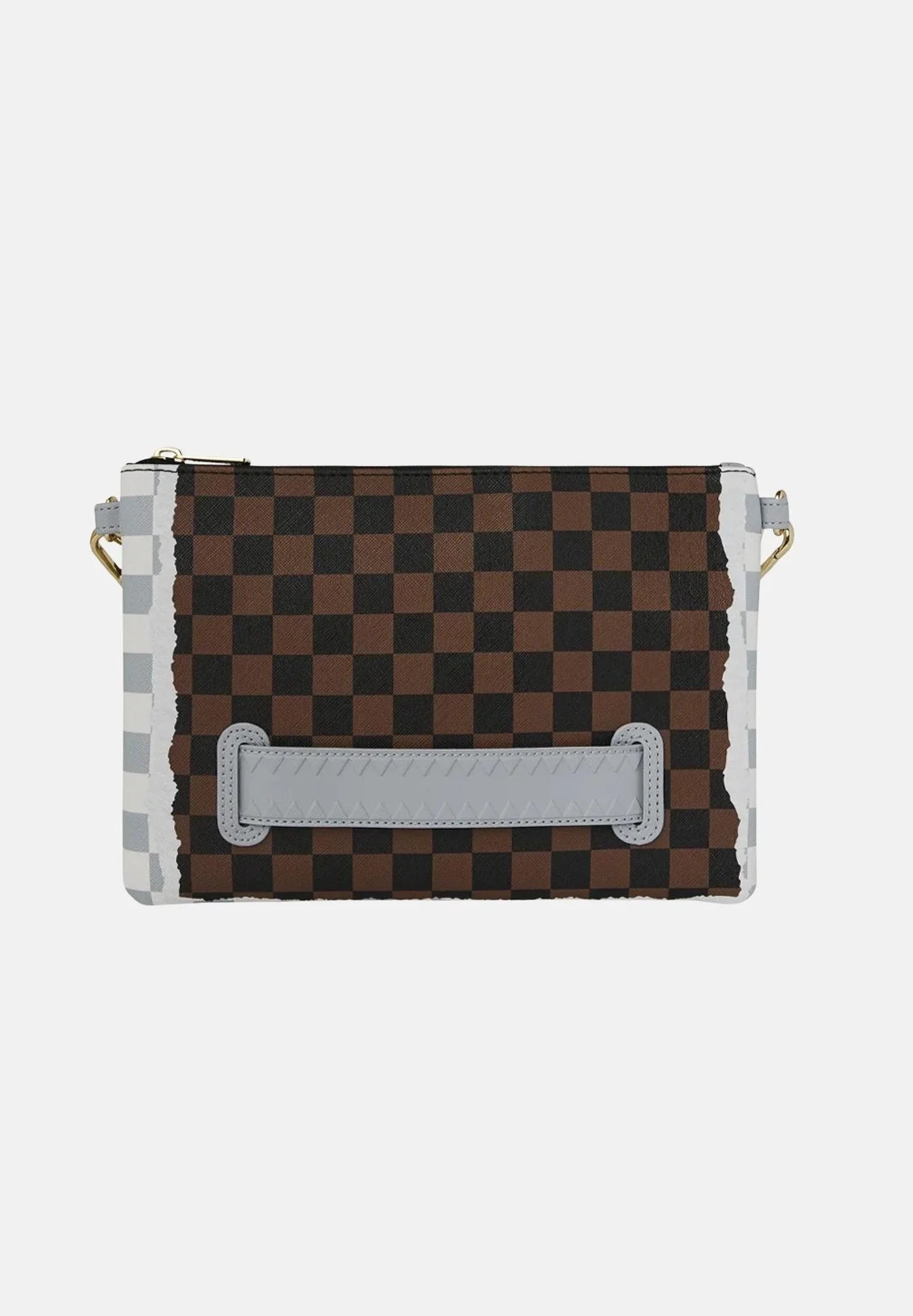 BOLSO SPRAYGROUND MARRON CREAM BROWN TEAR CHECK CROSSOVER CLUTCH