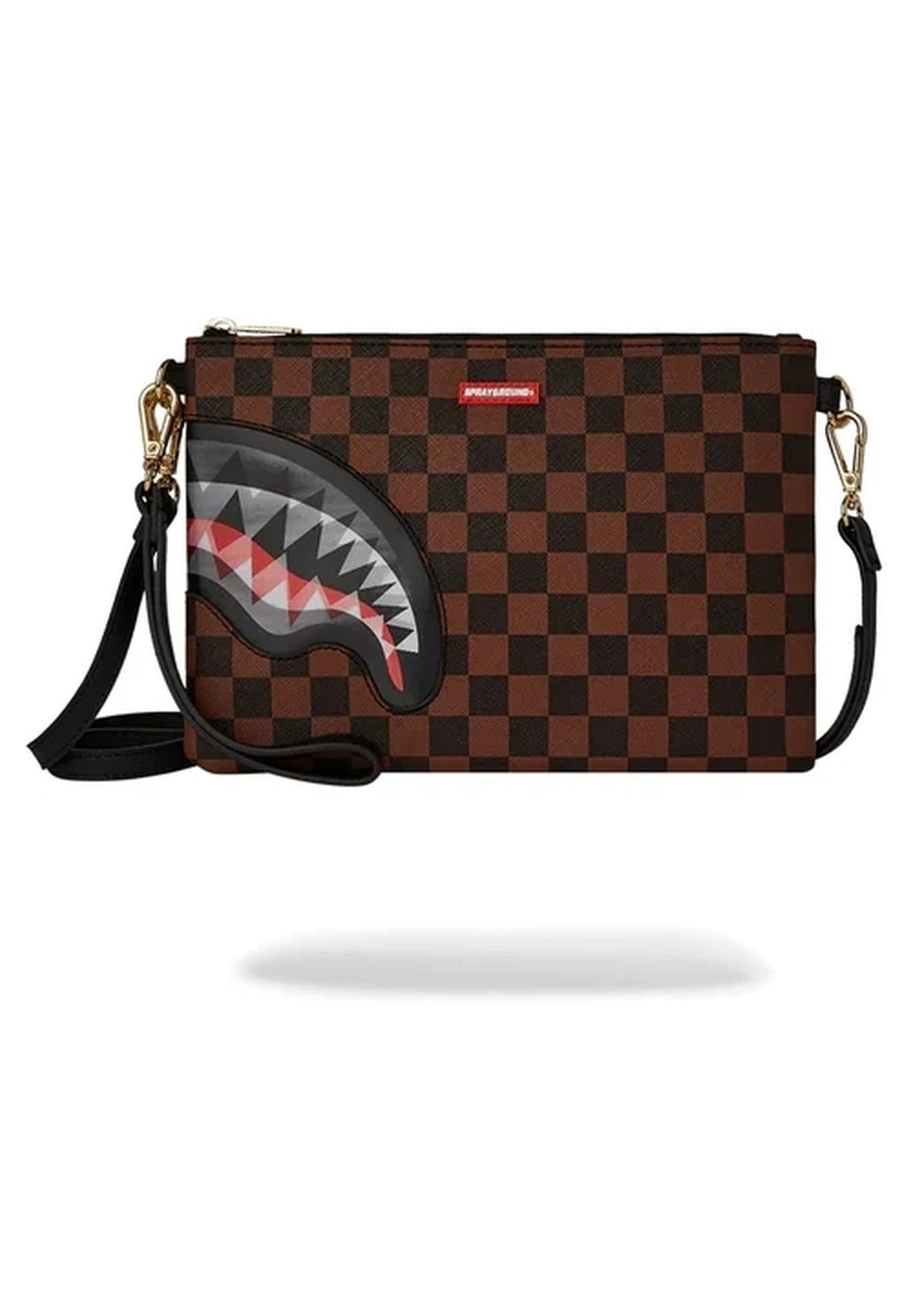 BOLSO SPRAYGROUND MARRON SHARK IN PARIS LENTICULAR CHOMP SHOULDER STRAP