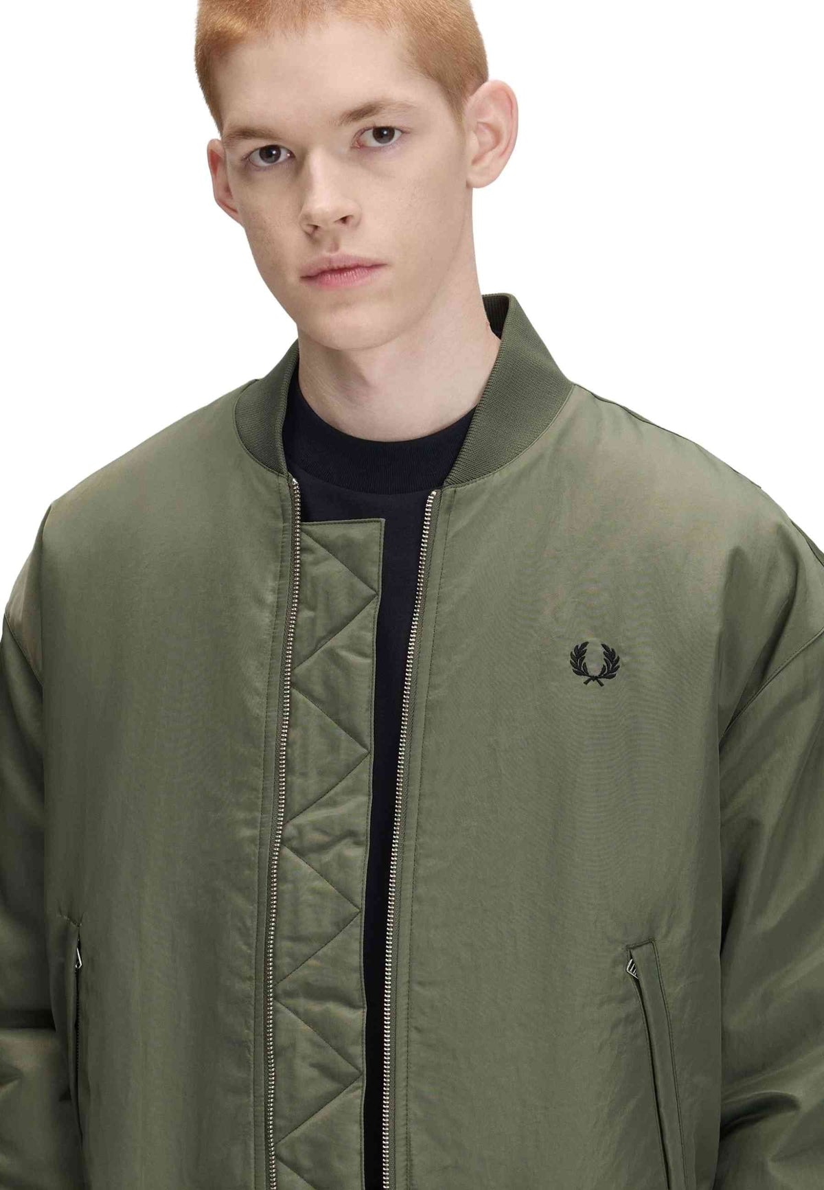 BOMBER FRED PERRY VERDE QUILTED TENNIS BOMBER JACKET