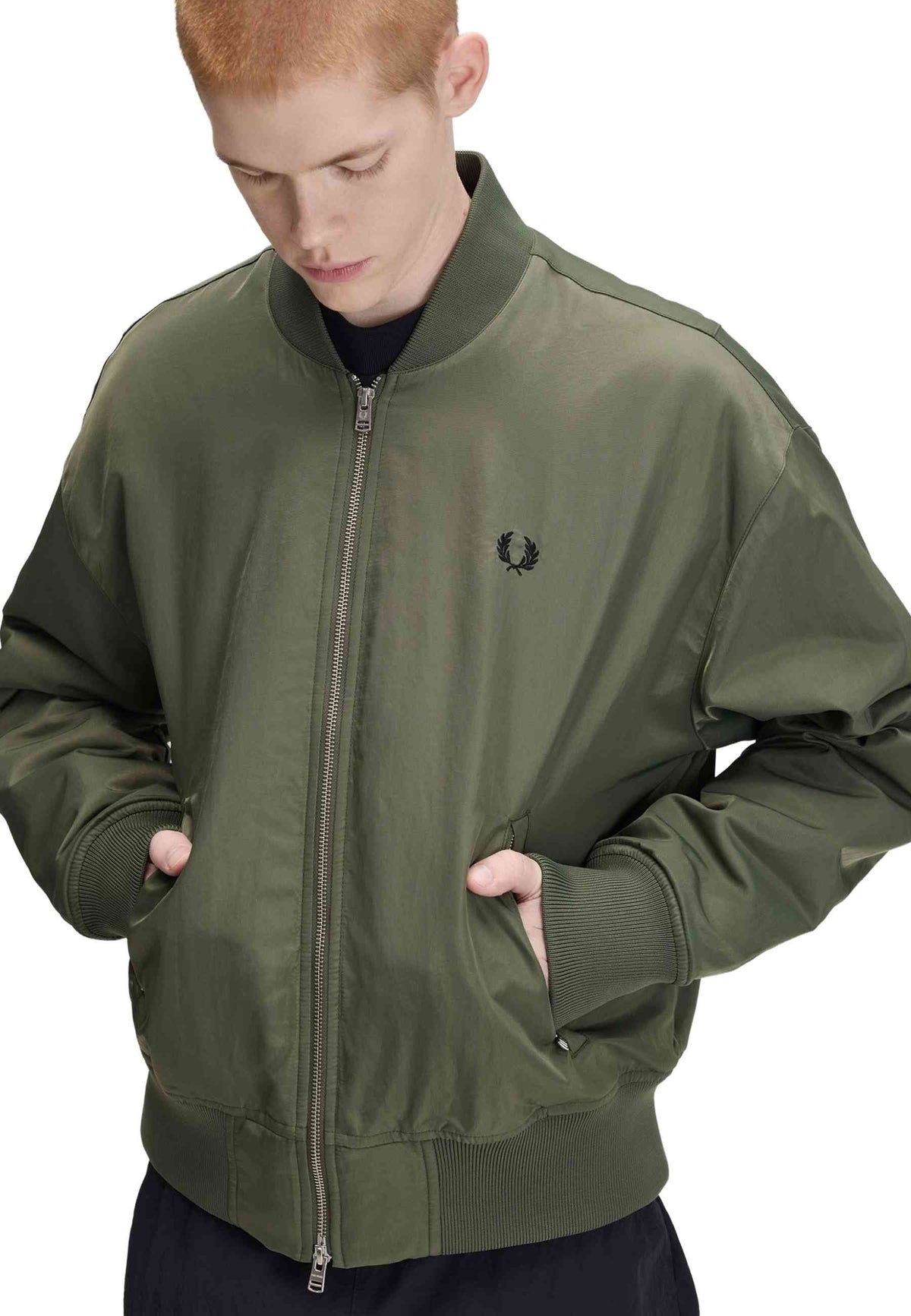 BOMBER FRED PERRY VERDE QUILTED TENNIS BOMBER JACKET