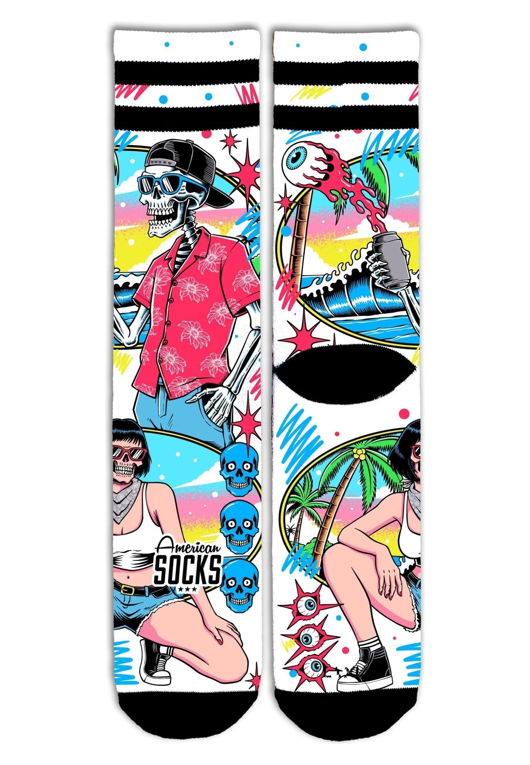 CALCETINES AMERICAN SOCKS BLANCOS NEON PARADISE MID HIGH SIGNATURE SOCKS