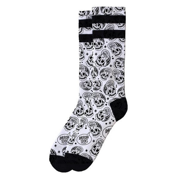 CALCETINES AMERICAN SOCKS BLANCOS SKATER SKULL MID HIGH