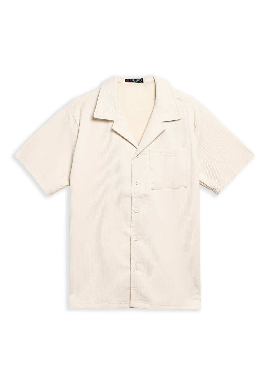 CAMISA AREA ZERO BEIGE FRONT POCKET STRIPPED SHIRT