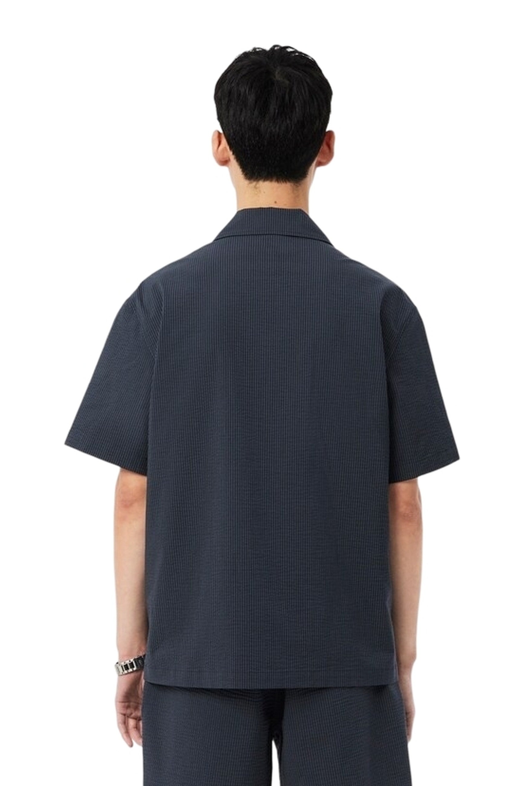 CAMISA LACOSTE NEGRA SEEKSUCKER RELAXED FIT SHIRT