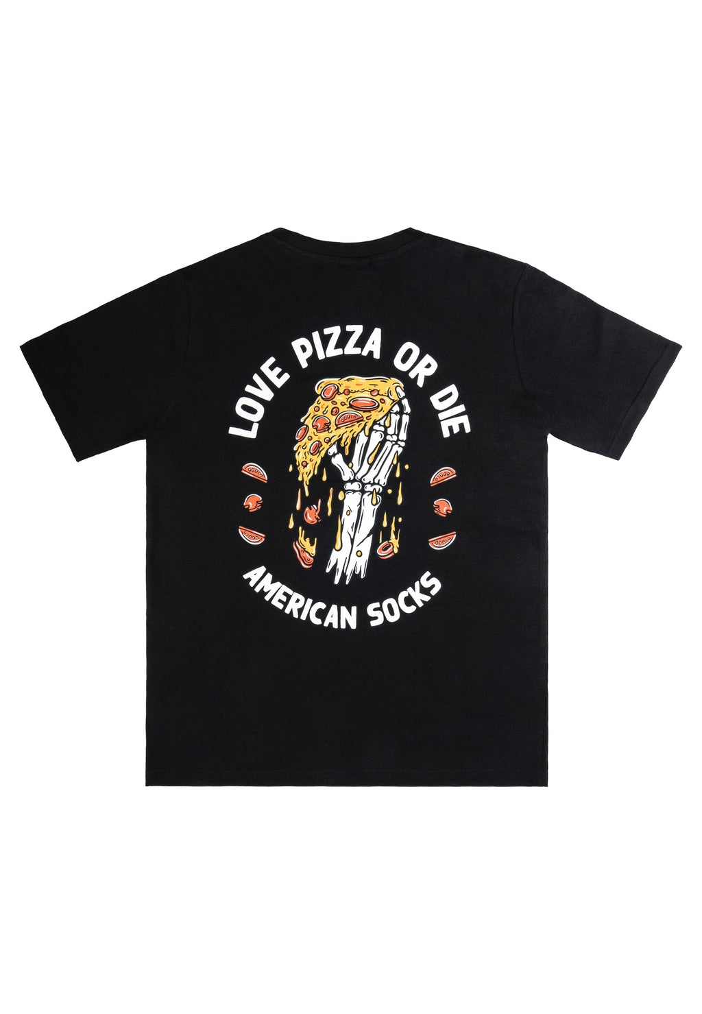 CAMISETA AMERICAN SOCKS NEGRA LOVE PIZZA OR DIE TEE