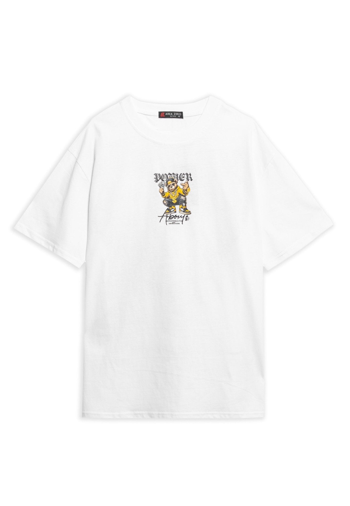 CAMISETA BLANCA POWER BEAR OVERSIZED TEE - AREA ZERO