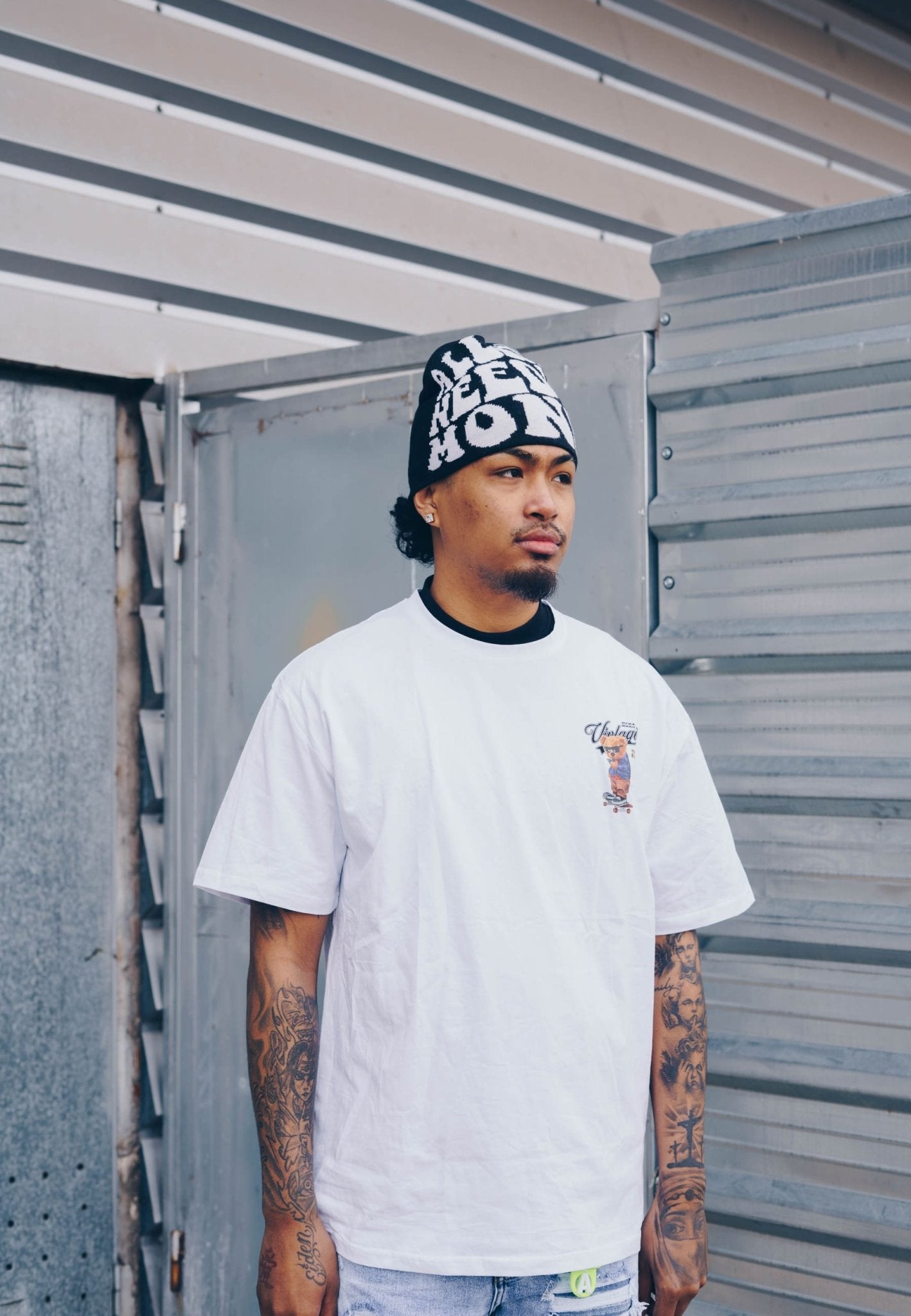 CAMISETA BLANCA VANTAGE BEAR OVERSIZED TEE - AREA ZERO