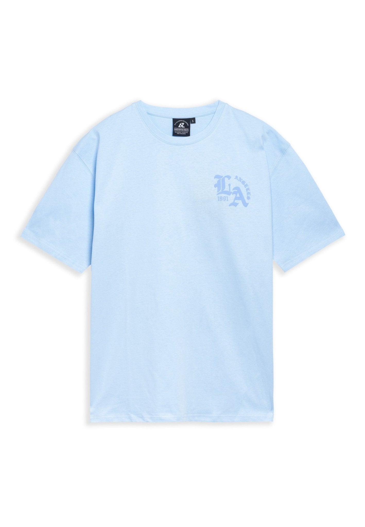 CAMISETA CELESTE LOS ANGELES FLOCKED LOGO OVERSIZED TEE - AREA ZERO