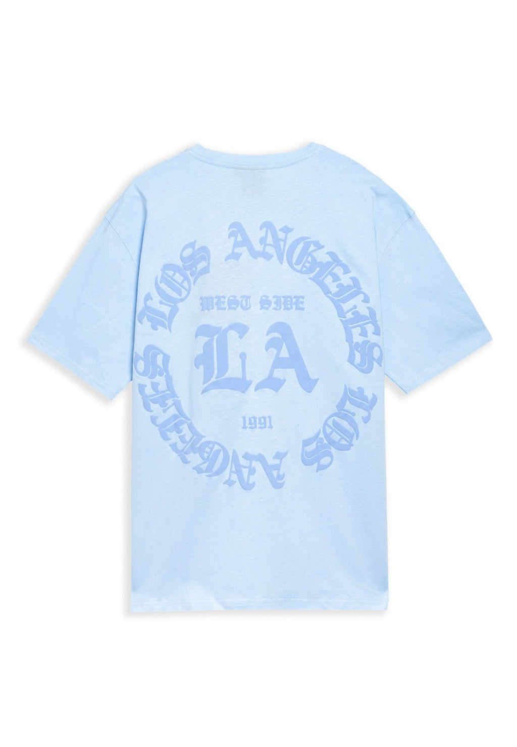 CAMISETA CELESTE LOS ANGELES FLOCKED LOGO OVERSIZED TEE - AREA ZERO
