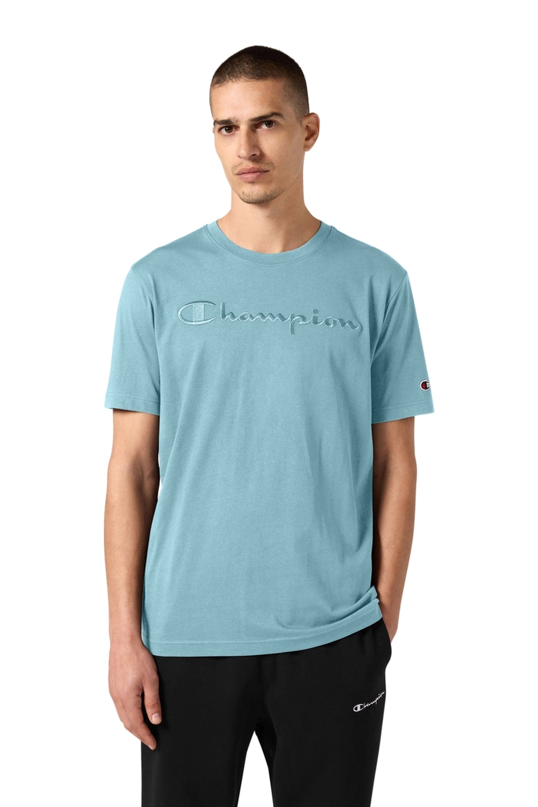 CAMISETA CHAMPION AZUL BIG ICON EMBROIDERED LOGO TEE
