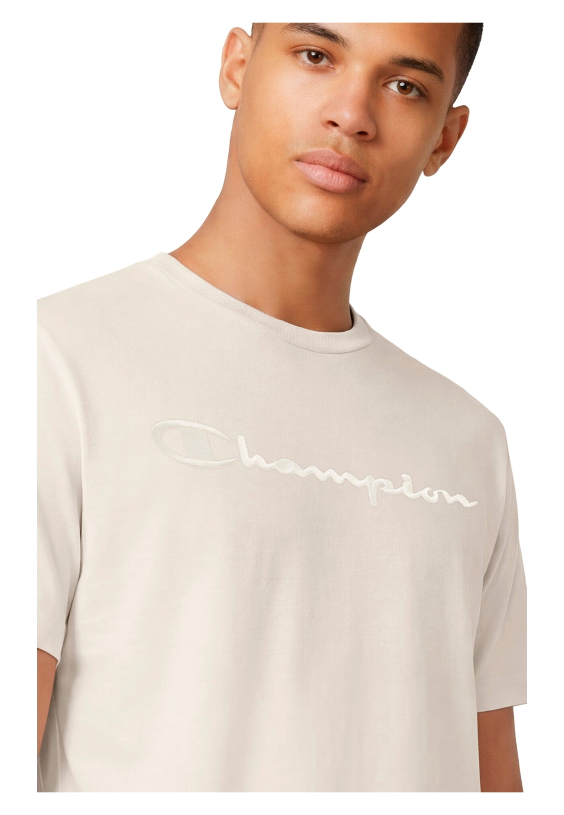 CAMISETA CHAMPION BEIGE ICONS EMBROIDERED LOGO TEE