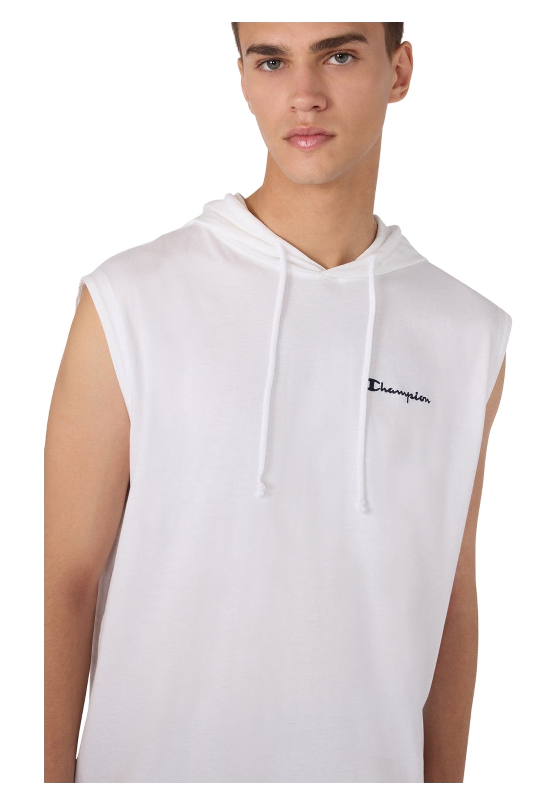 CAMISETA CHAMPION BLANCA SLEEVELESS HOODED ICON SMALL LOGO TEE