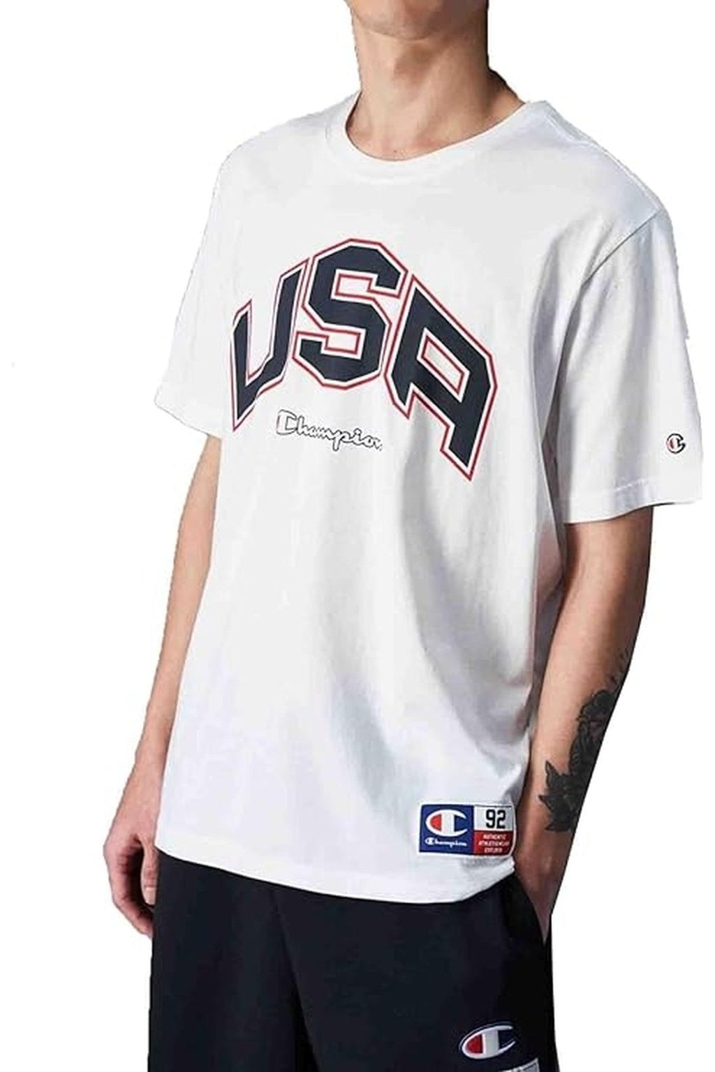 CAMISETA CHAMPION BLANCA USA LEGACY PRINTED LOGO TEE - AREA ZERO