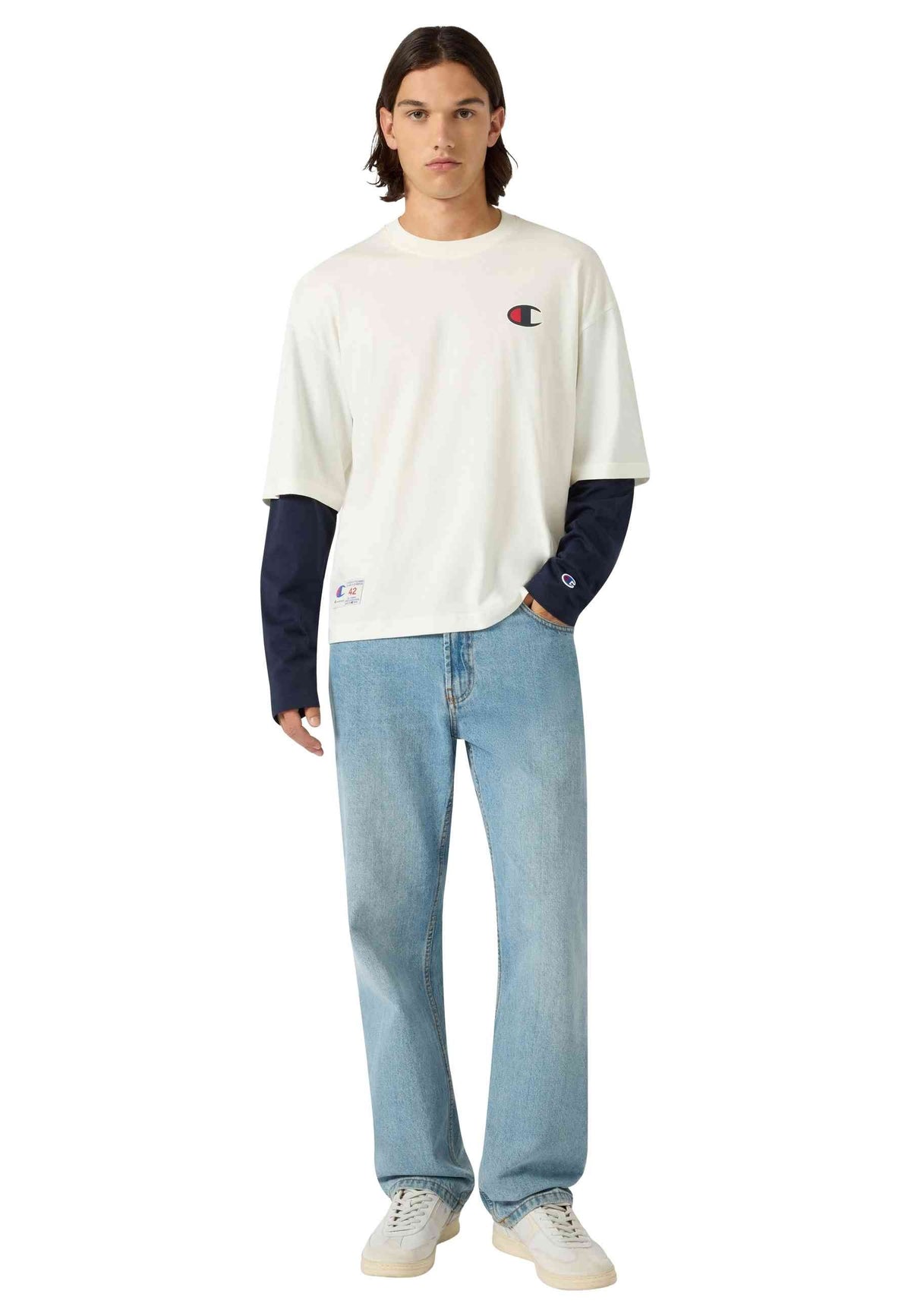 CAMISETA CHAMPION CRUDA LONG SLEEVE LEGACY LOGO TEE