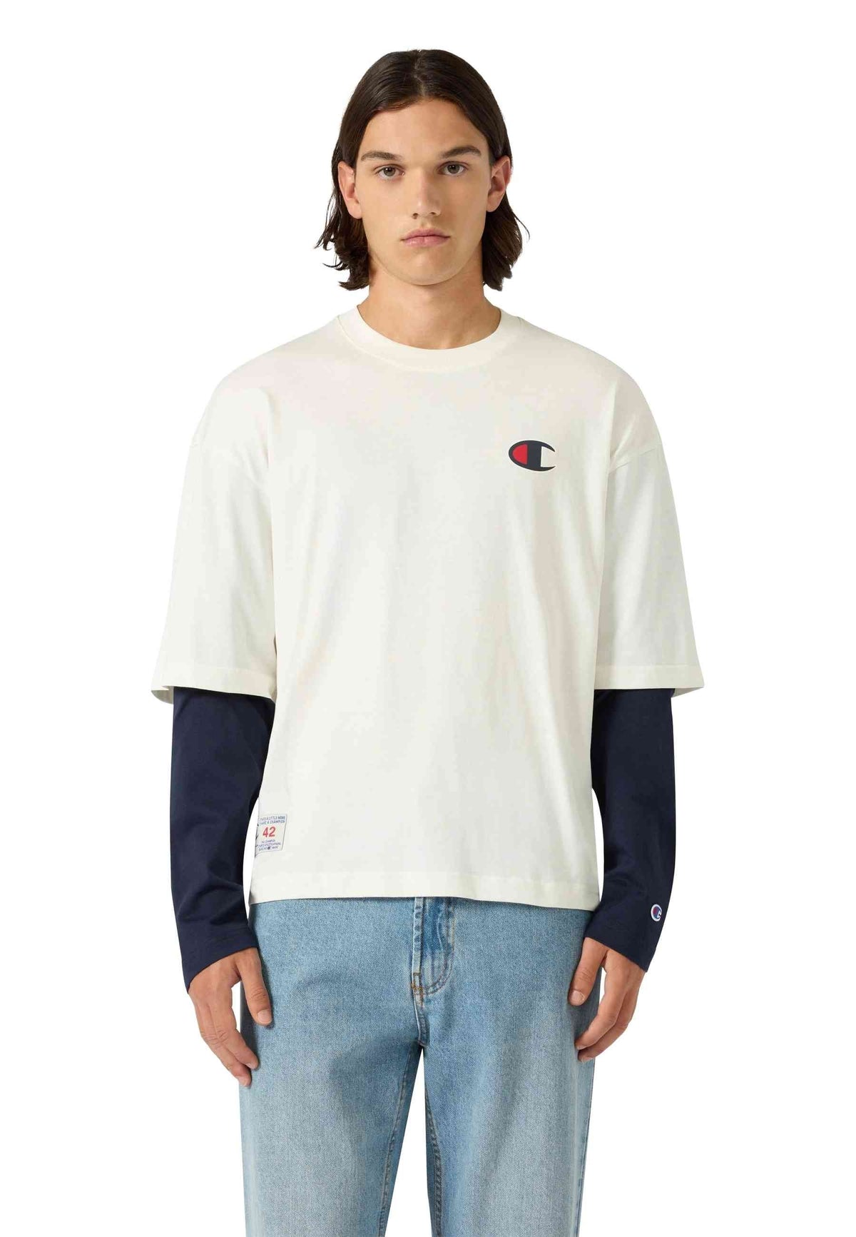 CAMISETA CHAMPION CRUDA LONG SLEEVE LEGACY LOGO TEE