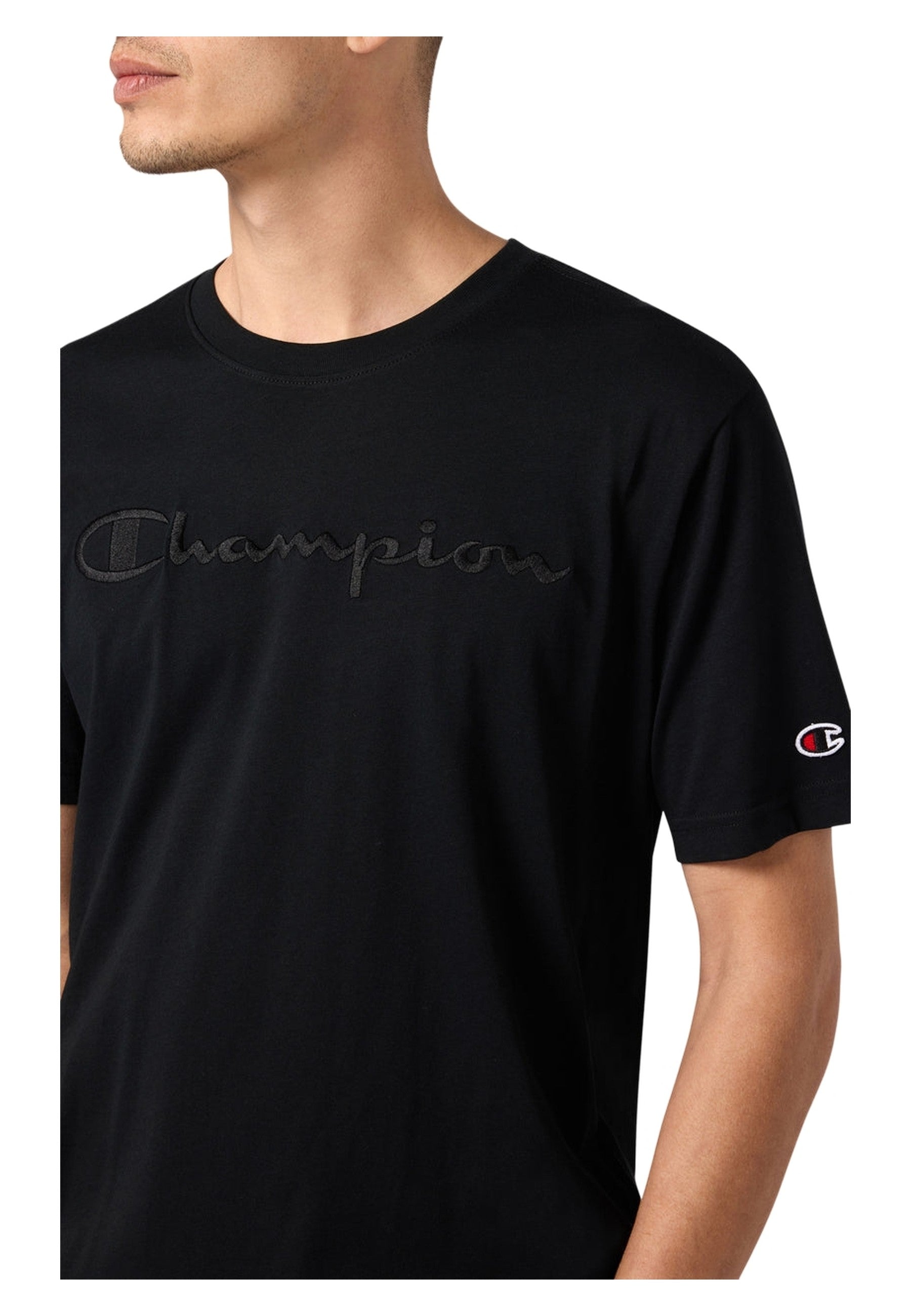 CAMISETA CHAMPION NEGRA ICONS EMBROIDERED LOGO TEE