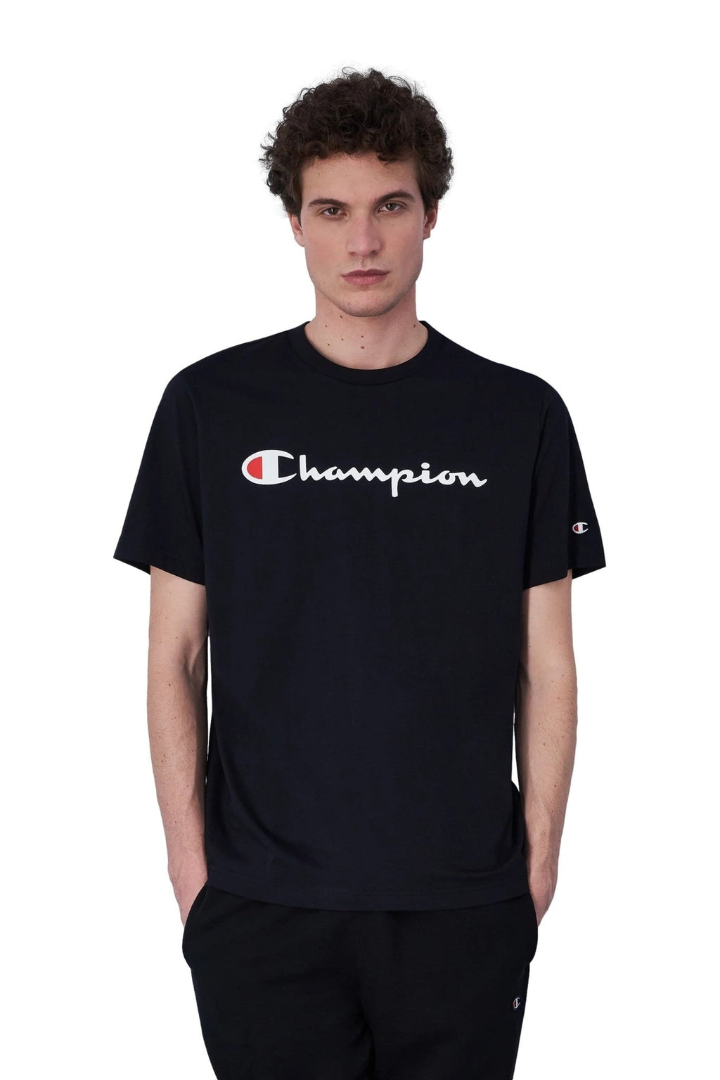 CAMISETA CHAMPION NEGRA LEGACY BIG PRINTED LOGO TEE - AREA ZERO