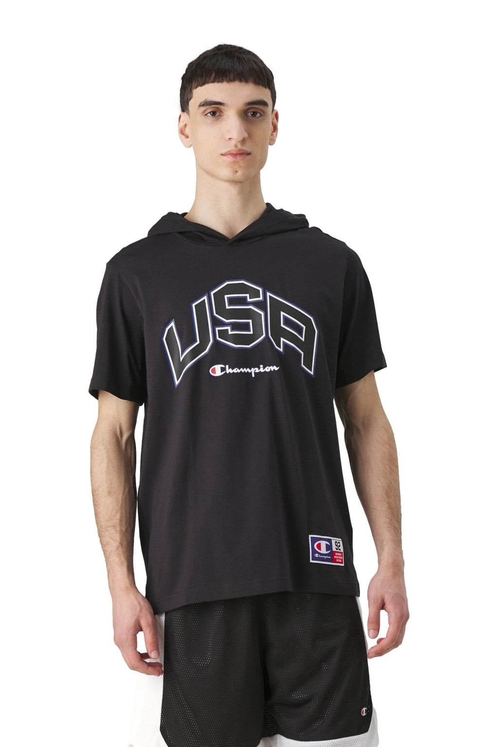 CAMISETA CHAMPION NEGRA USA LEGACY LOGO HOODED TEE - AREA ZERO