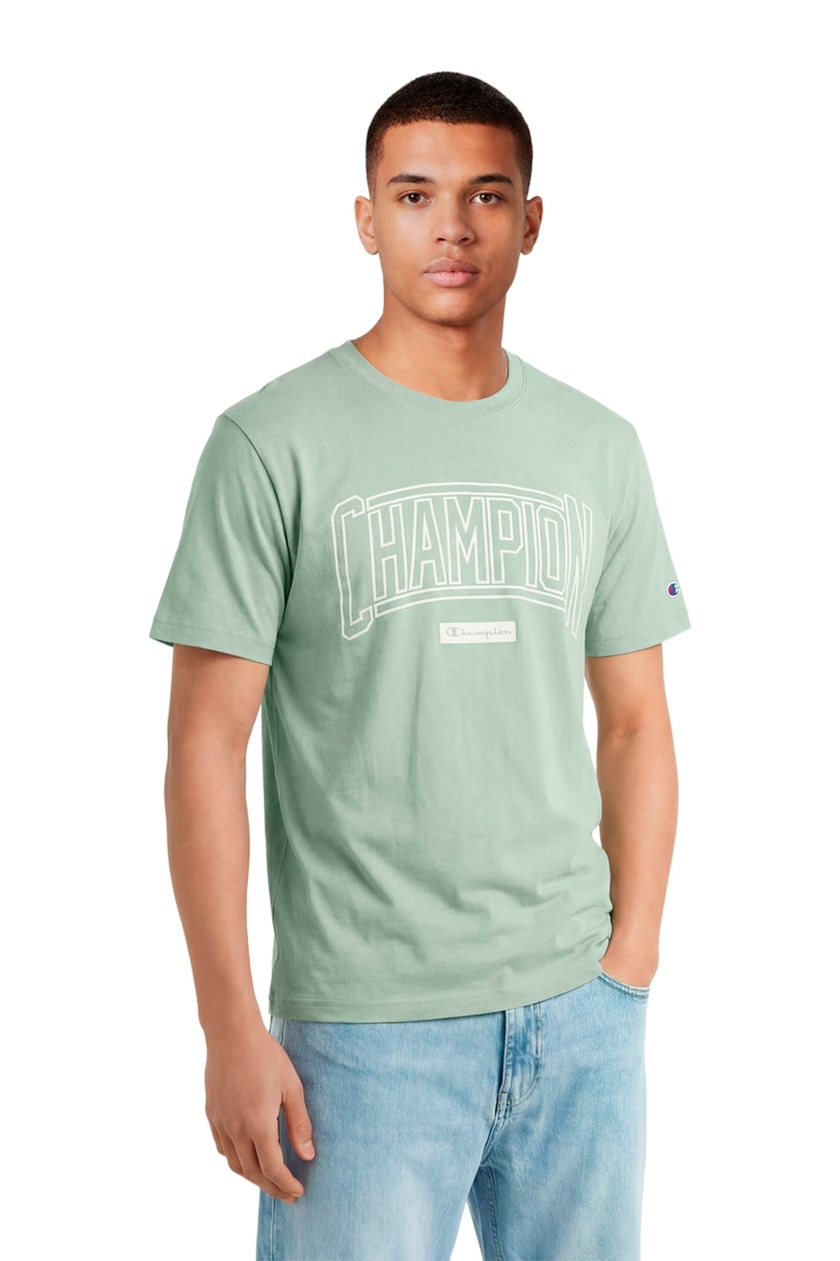 CAMISETA CHAMPION VERDE PUFF PRINT CREWNECK TEE